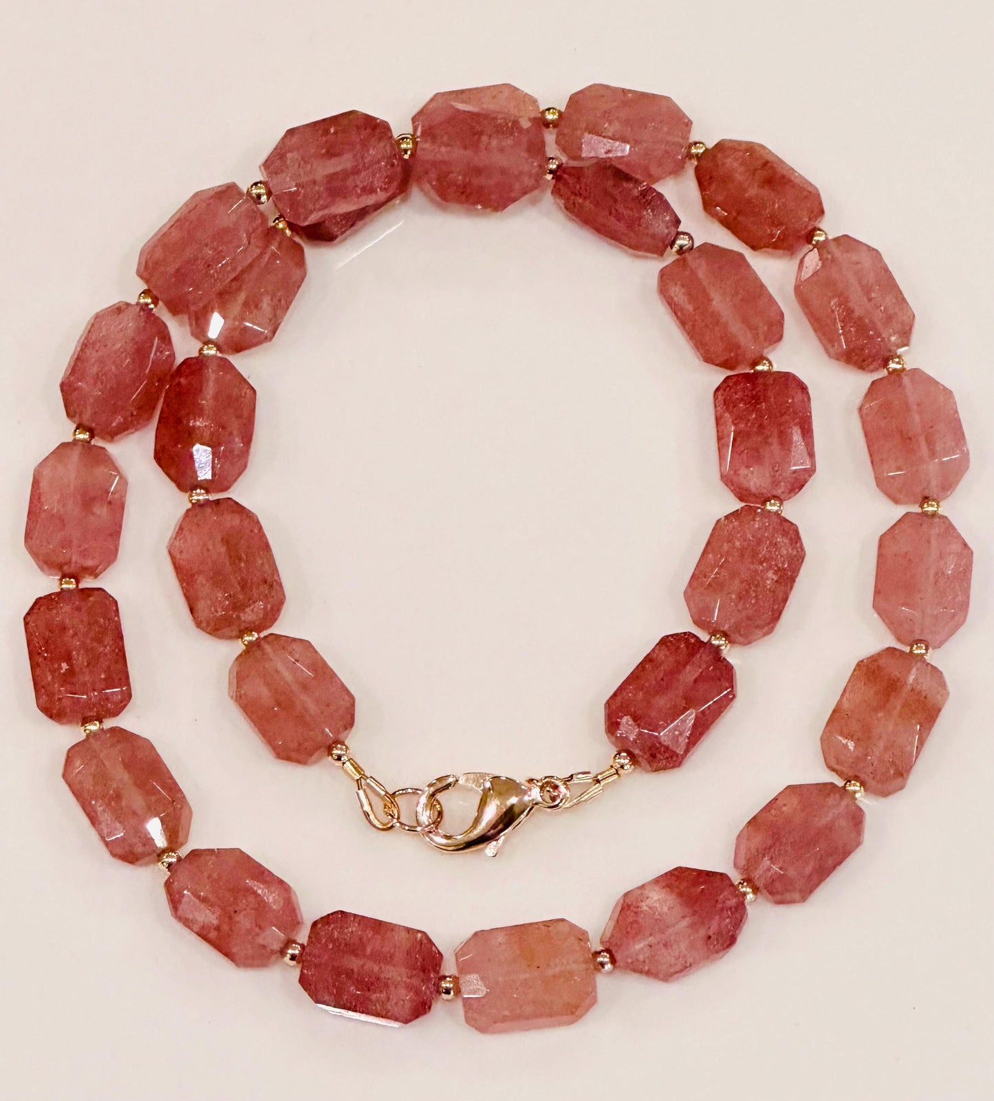 Strawberry Quartz Beaded Necklace
