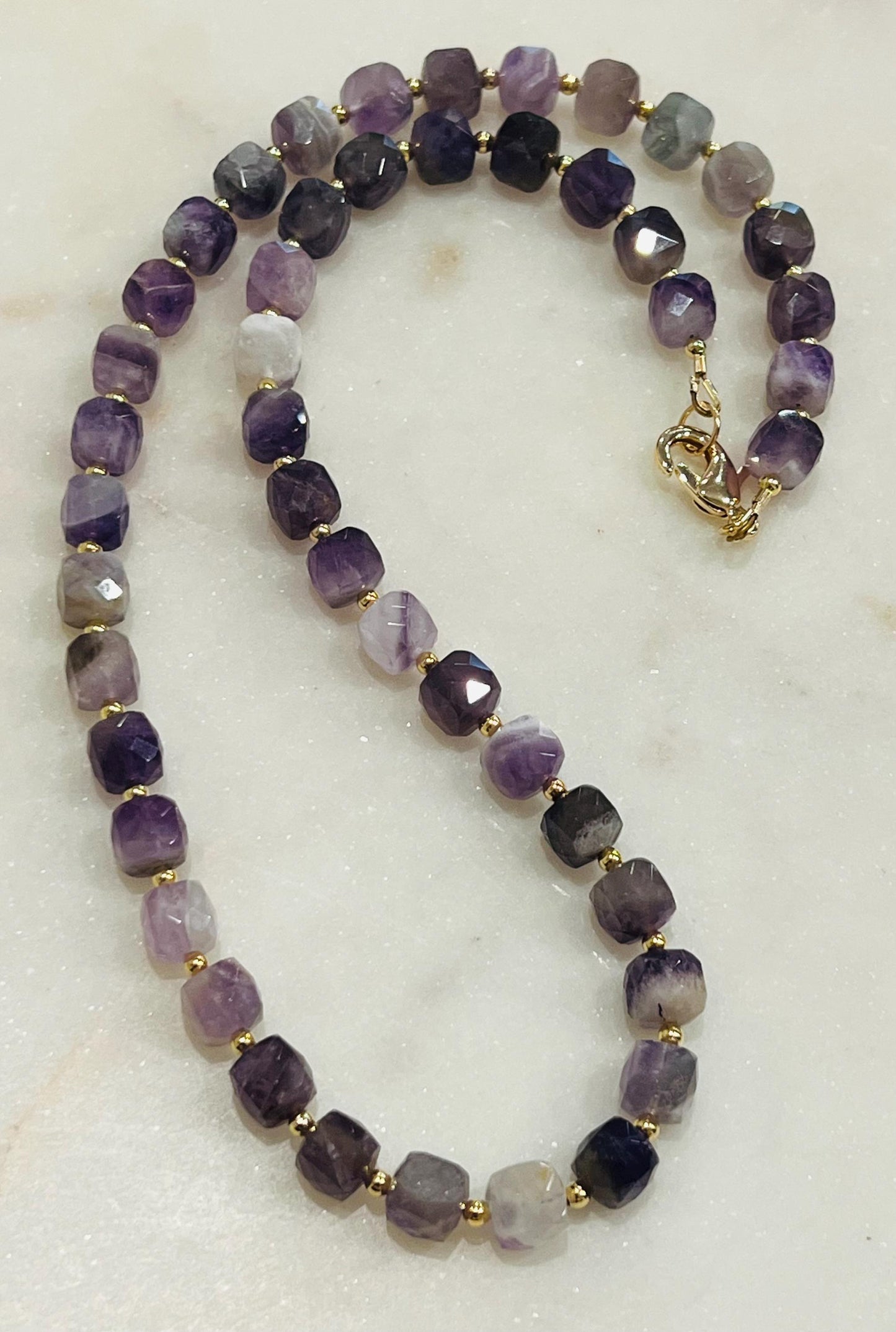 Chevron Amethyst Beaded Necklace