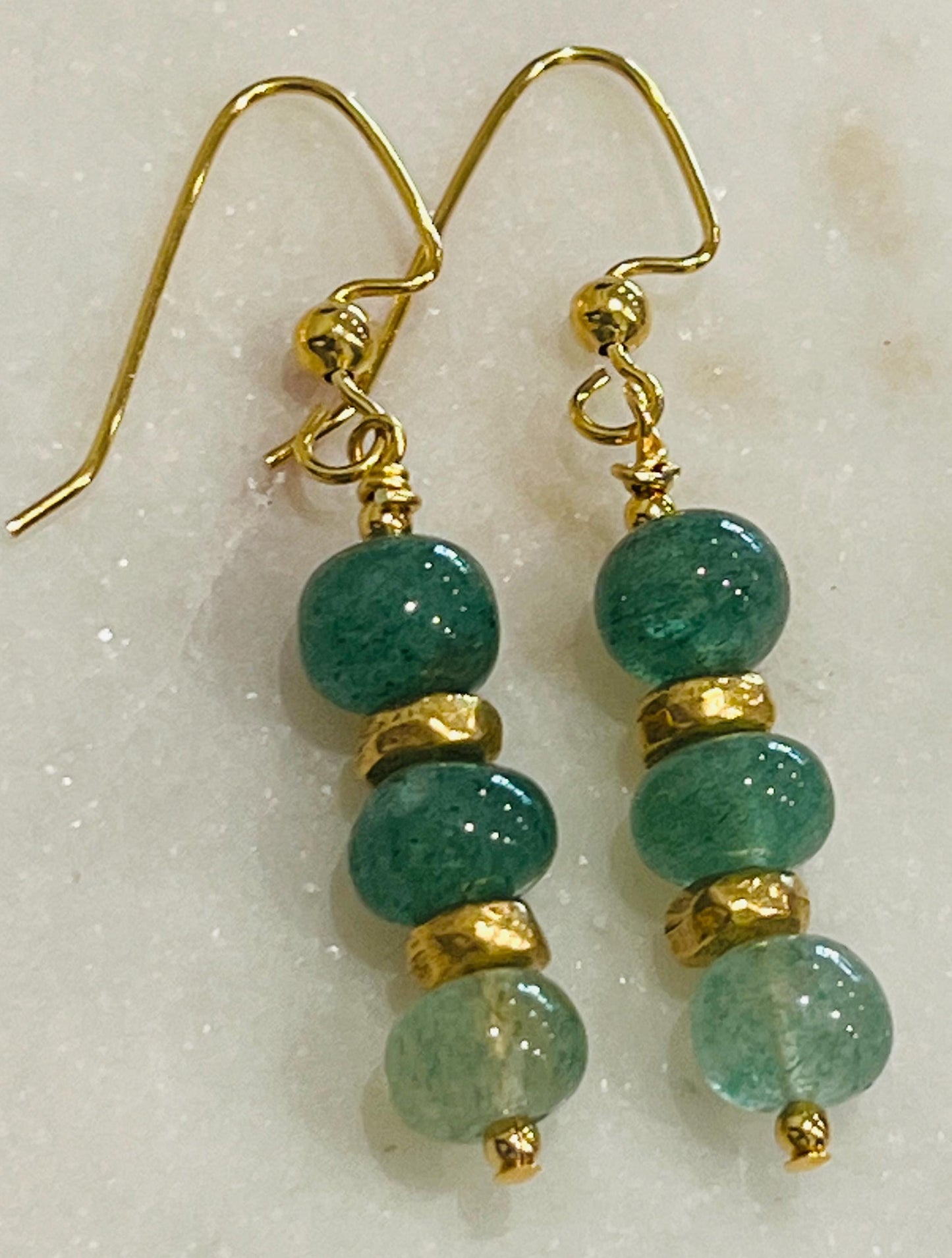 Green Strawberry Quartz Beaded Earrings