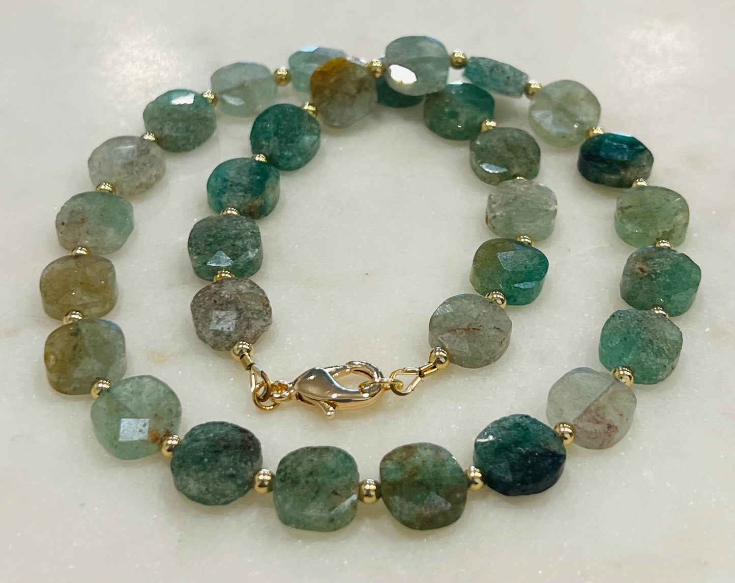 Green Strawberry Quartz Beaded Necklace