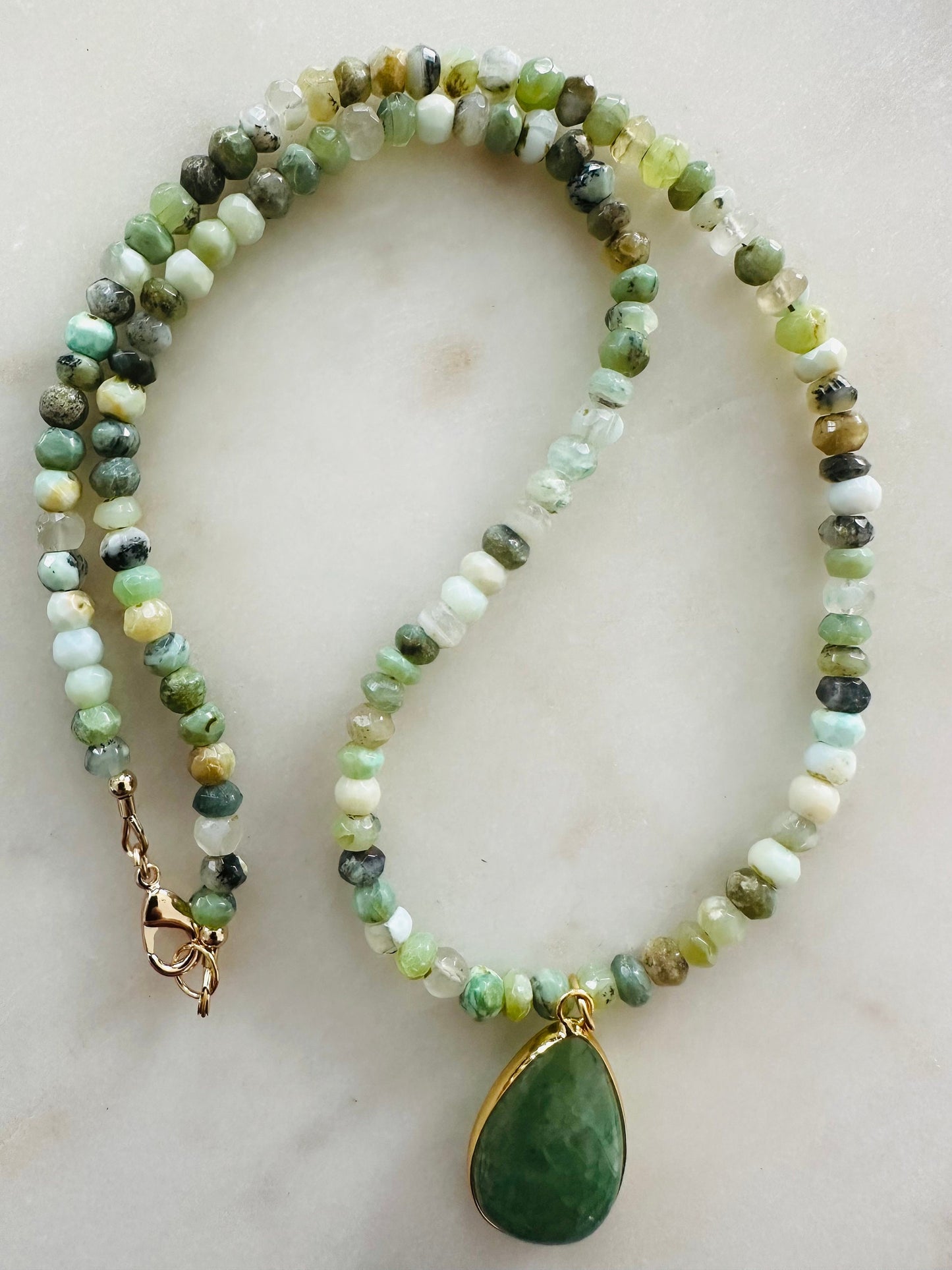 Green Opal Beaded Necklace