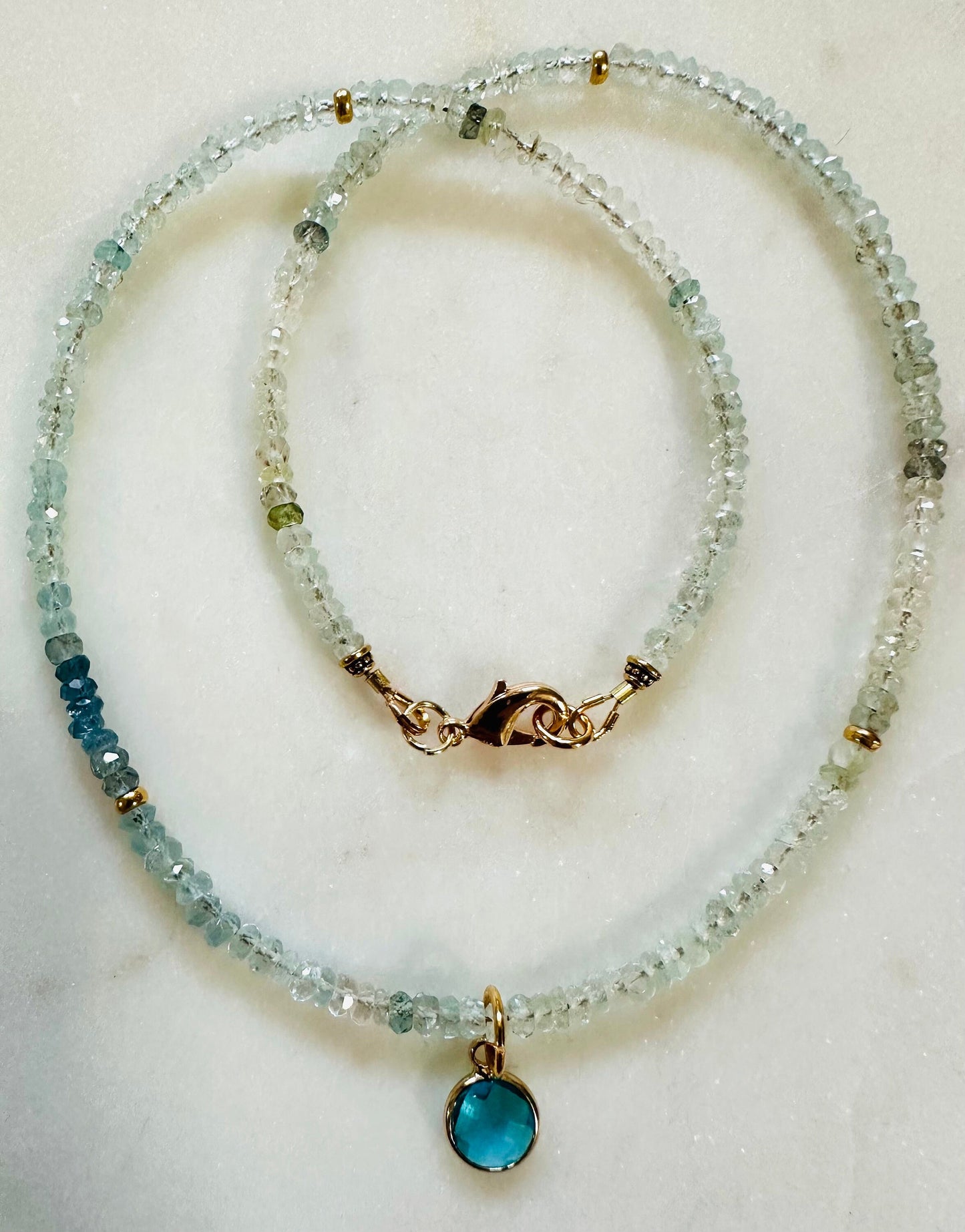 Moss Aquamarine Beaded Necklace