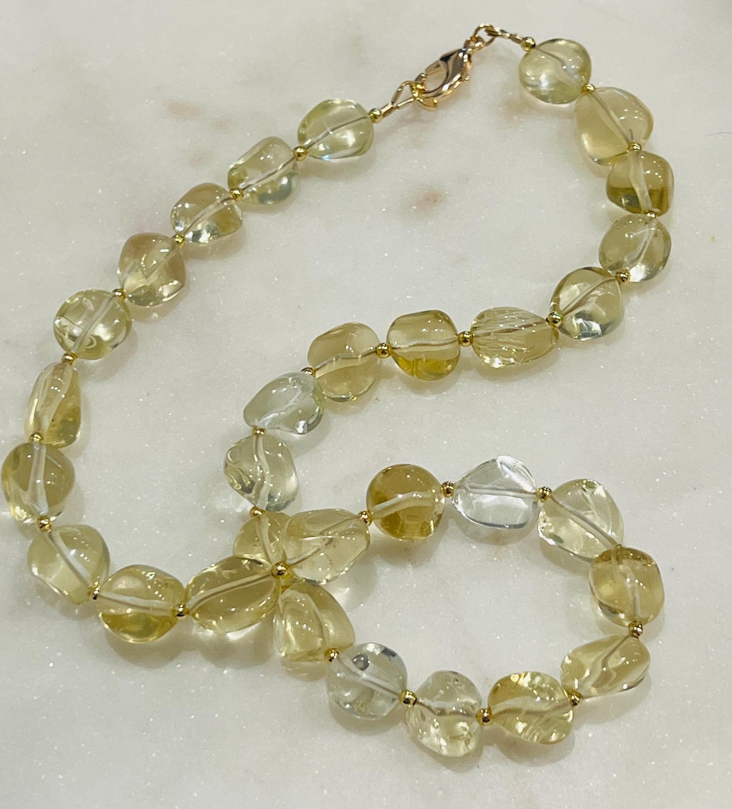 Lemon Quartz Beaded Necklace