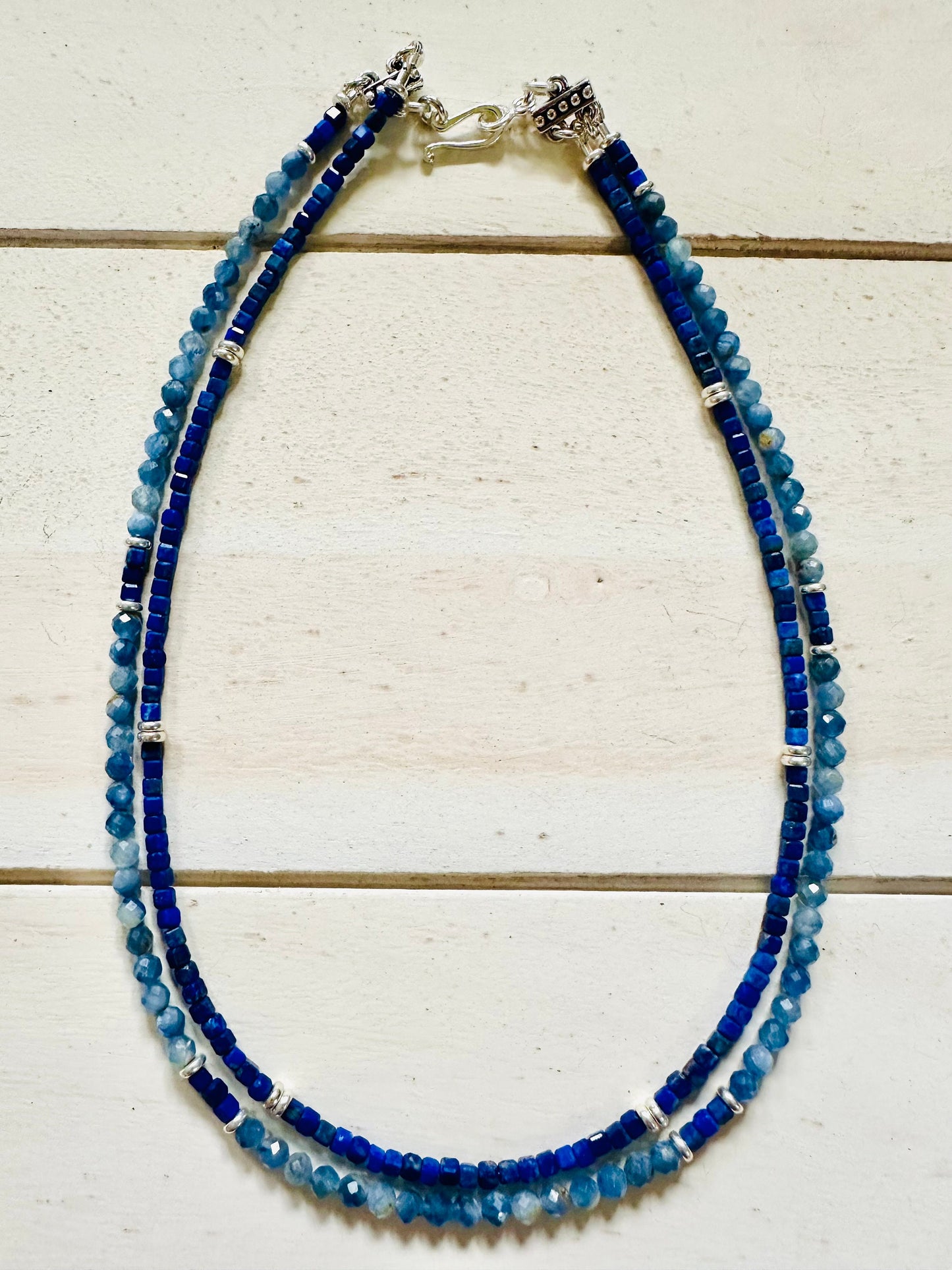 Kyanite Sodalite Beaded Double Strand Necklace
