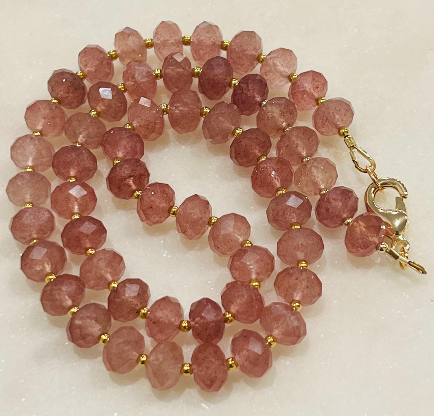 Strawberry Quartz Beaded Necklace