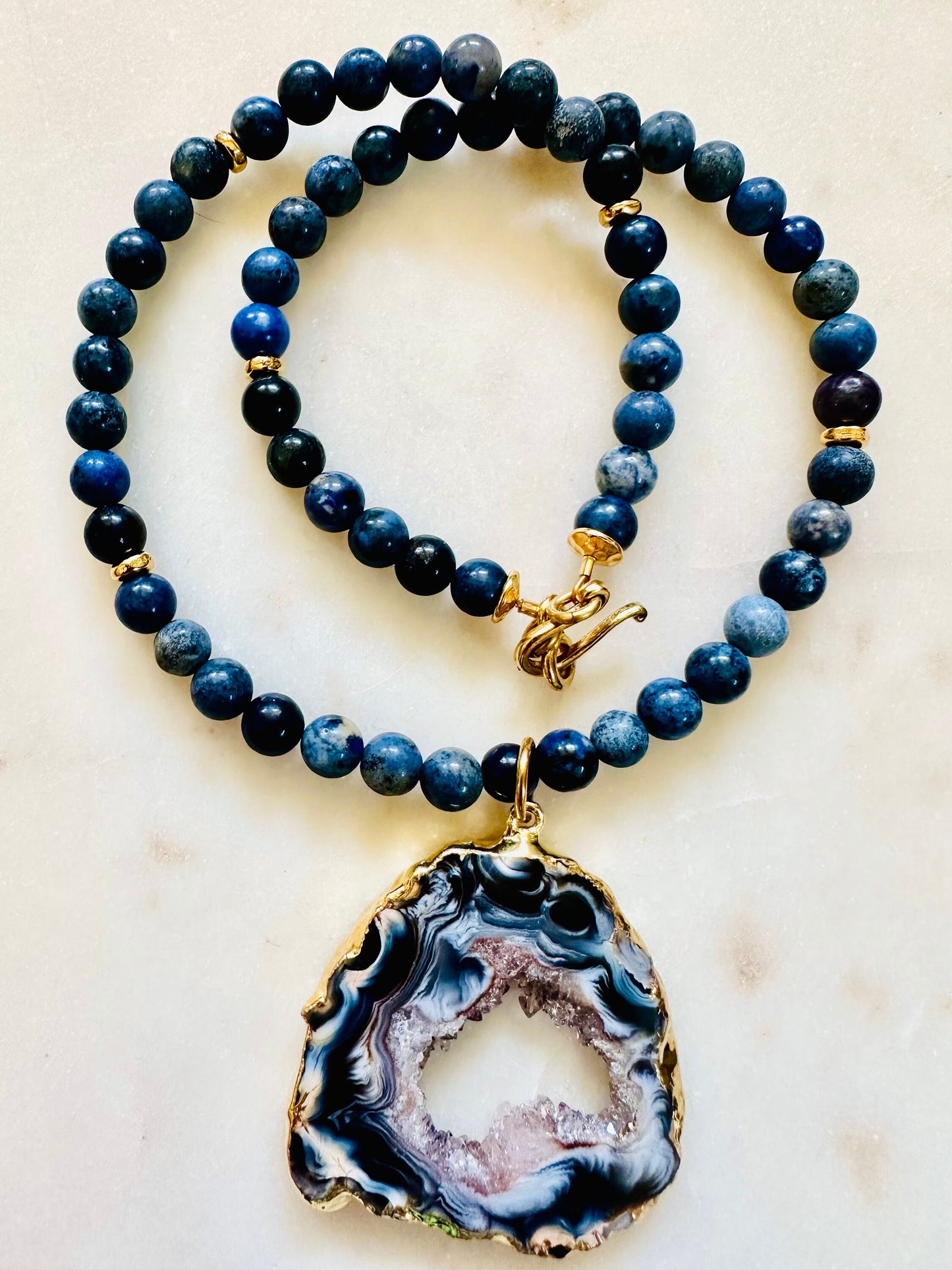Dumortierite Quartz Beaded Necklace