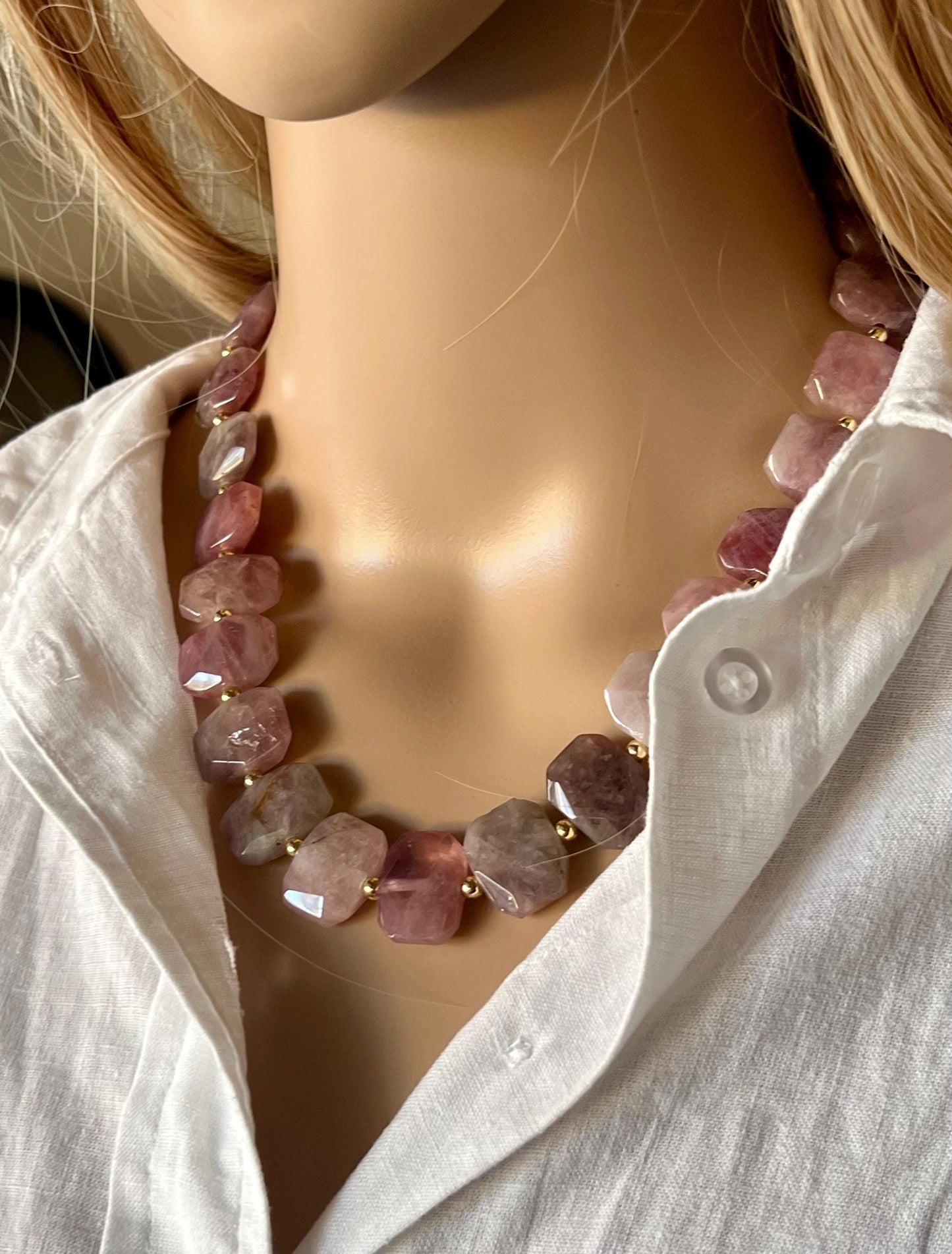 Madagascar Rose Quartz Beaded Necklace