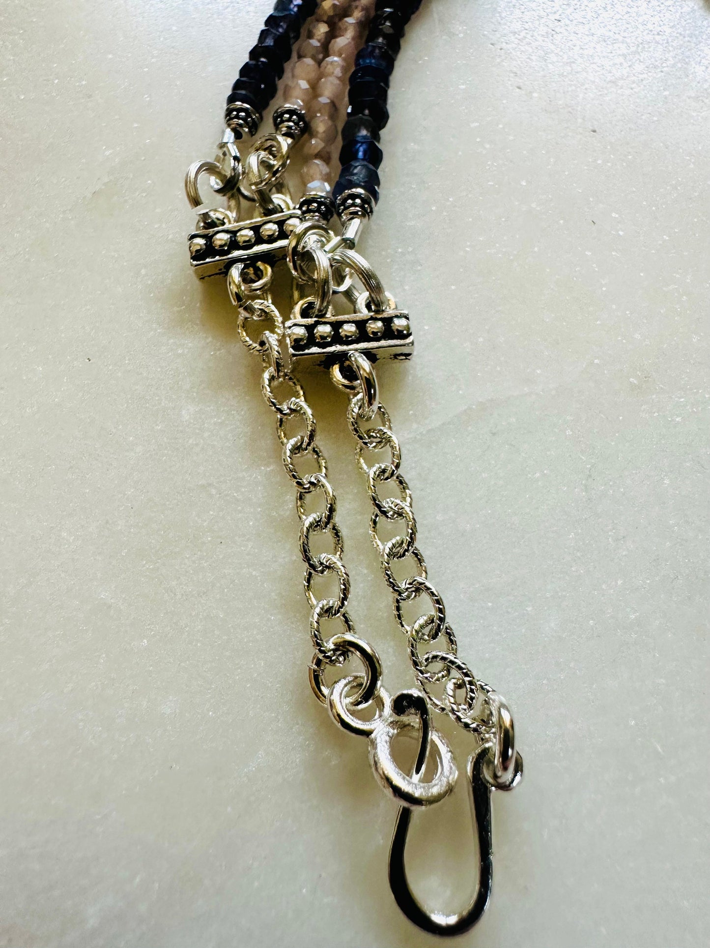 Iolite Mystic Moonstone Two Strand Beaded Necklace
