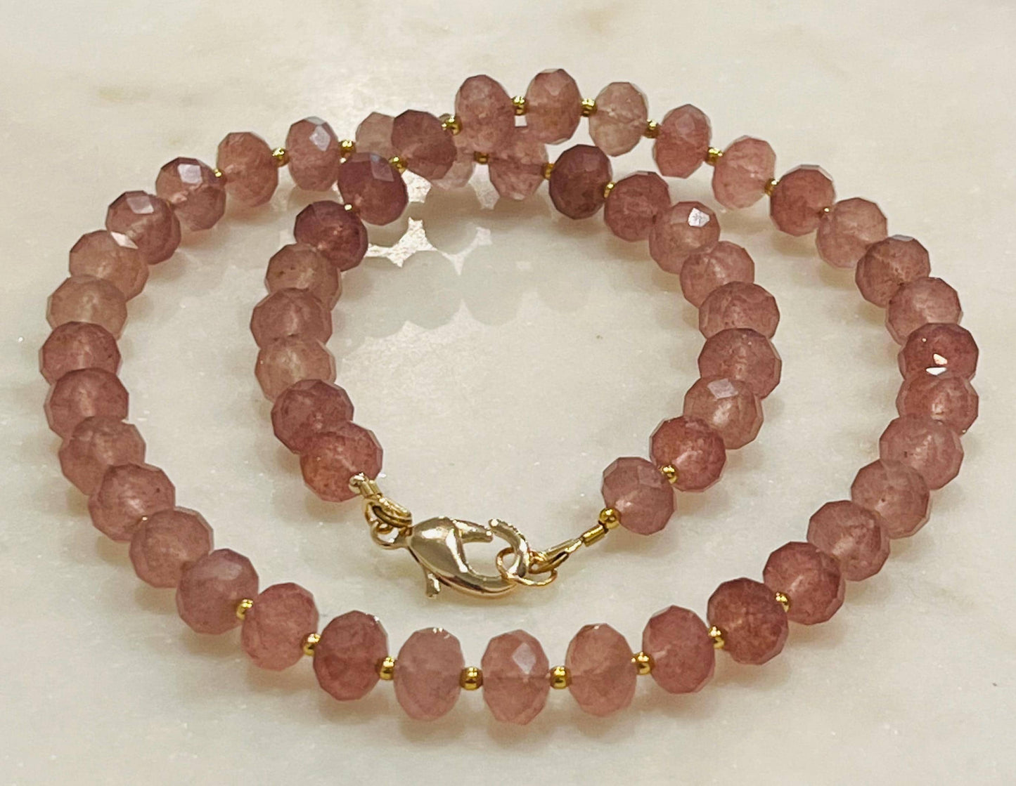 Strawberry Quartz Beaded Necklace