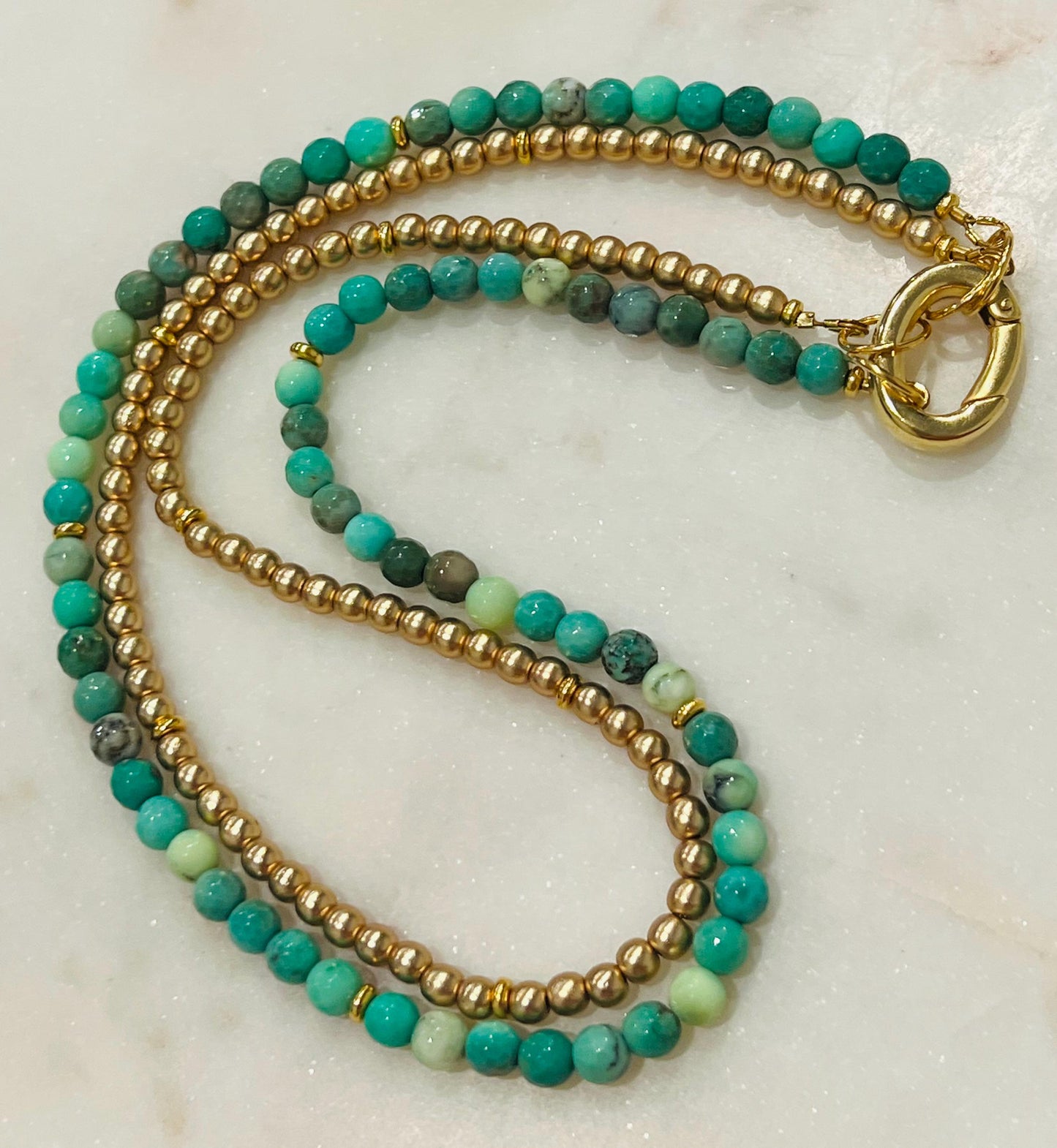 Chrysoprase and Hematite Beaded Necklace