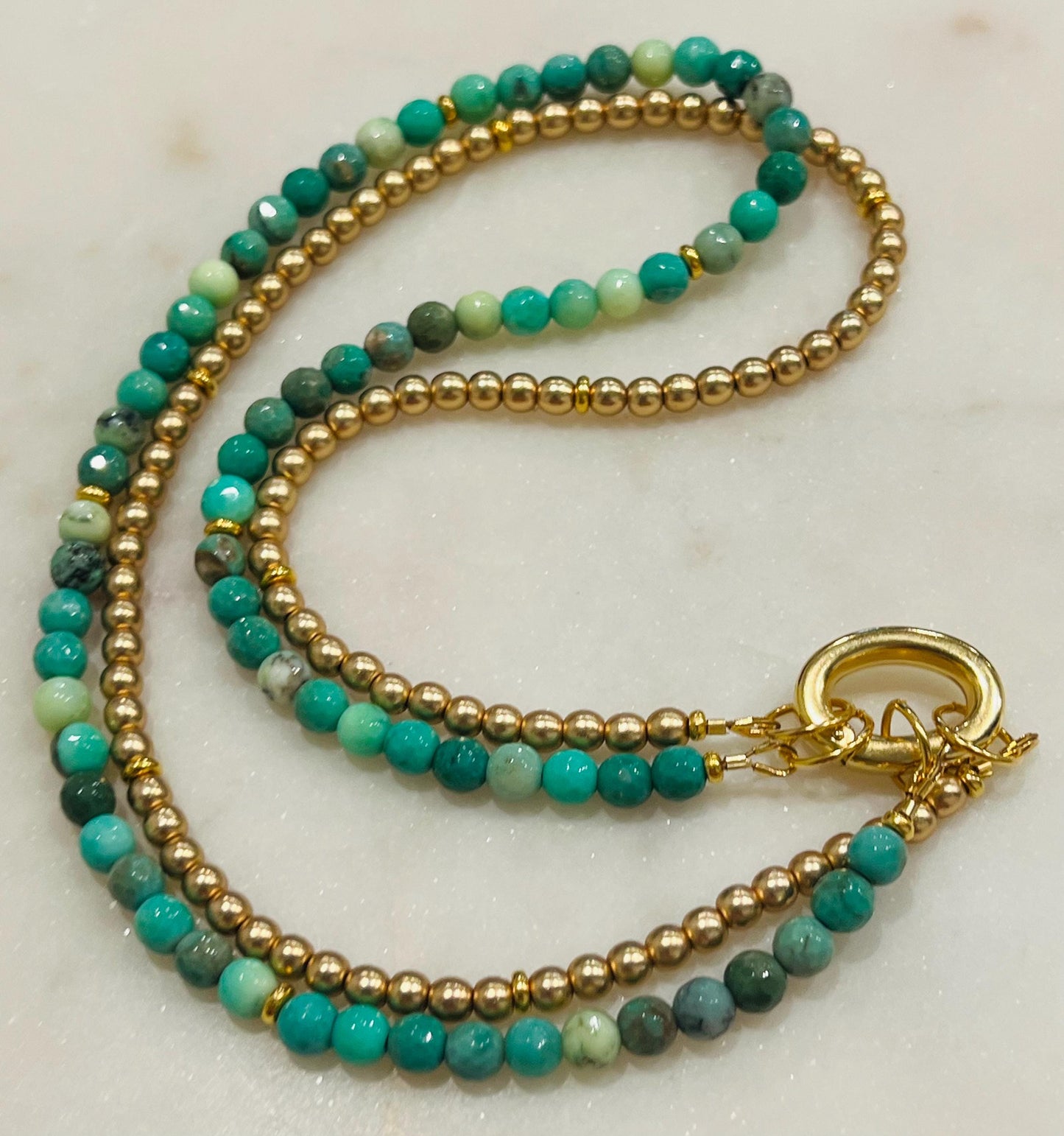 Chrysoprase and Hematite Beaded Necklace