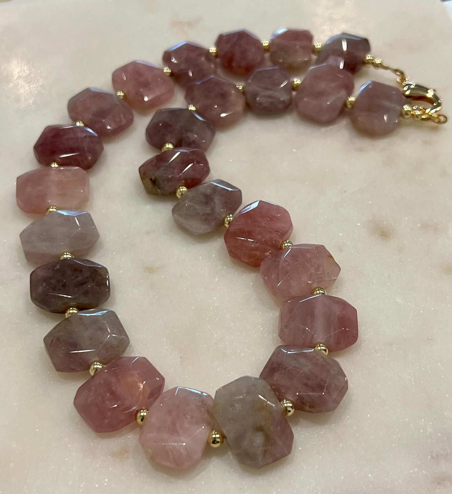 Madagascar Rose Quartz Beaded Necklace