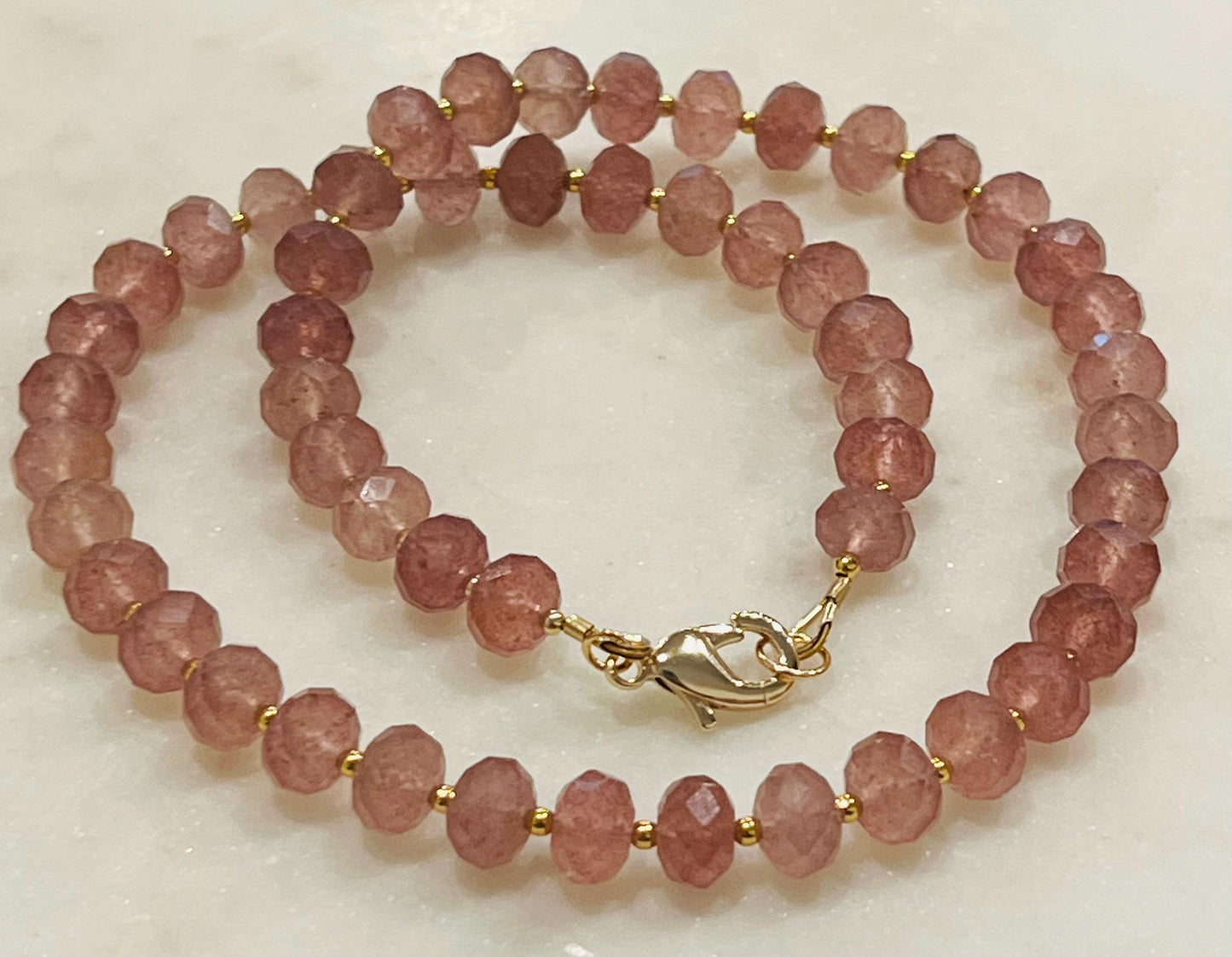 Strawberry Quartz Beaded Necklace