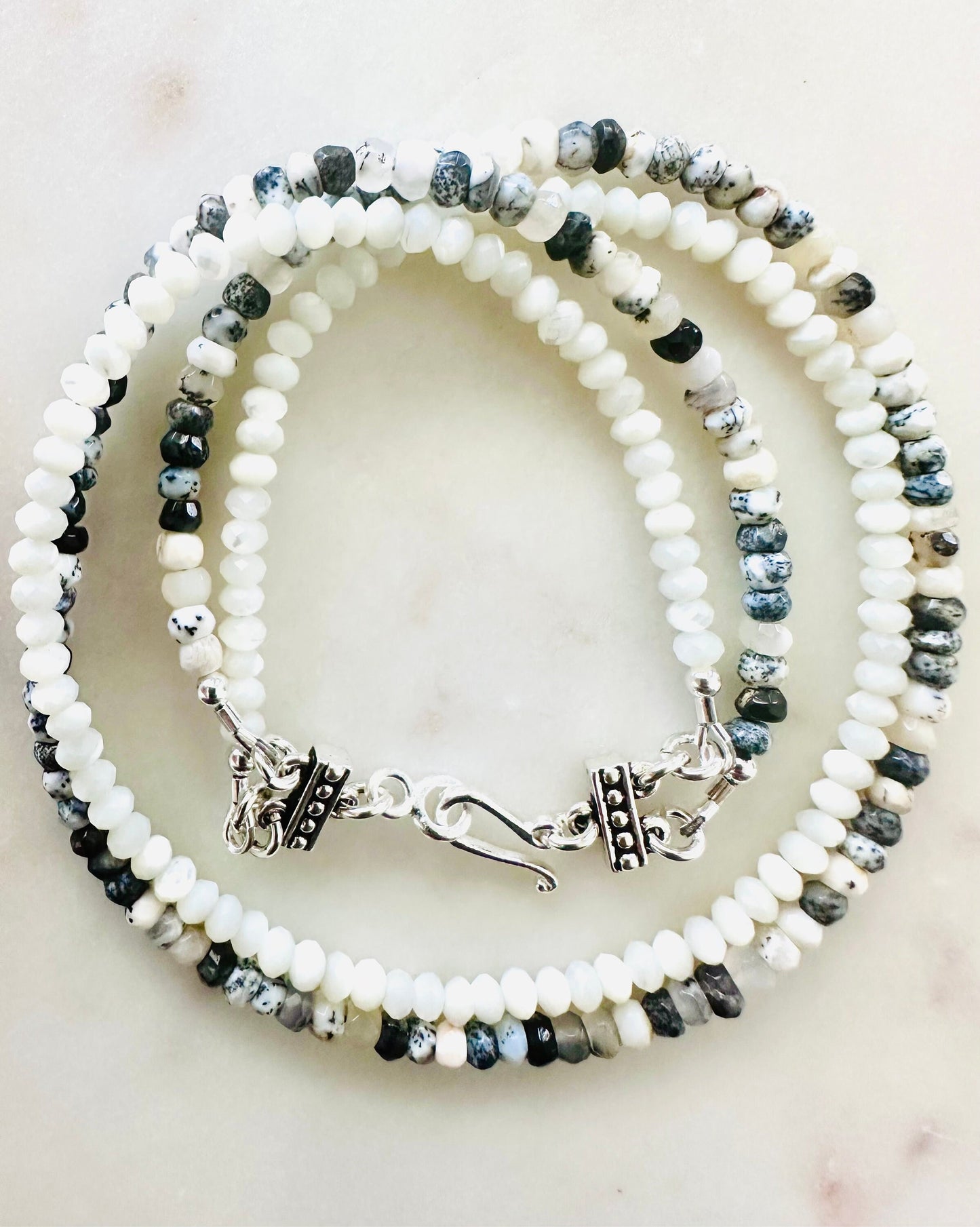 Dendrite Opal Beaded Double Strand Necklace