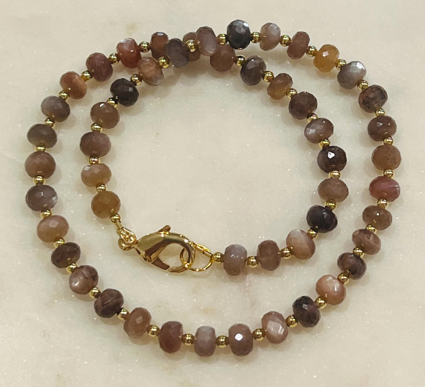 Chocolate Moonstone Beaded Necklace
