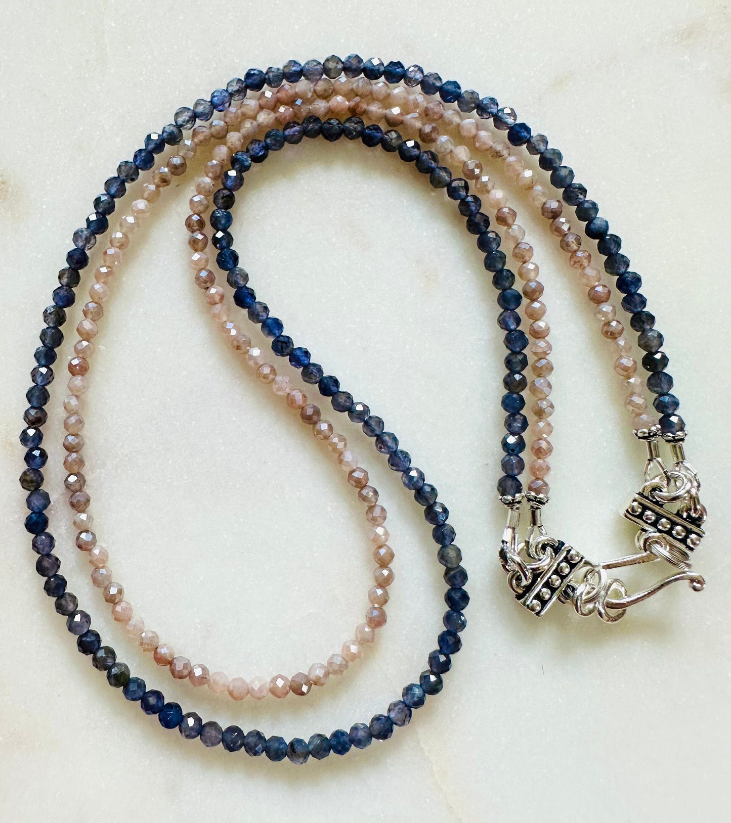Iolite Mystic Moonstone Beaded Two Strand Necklace
