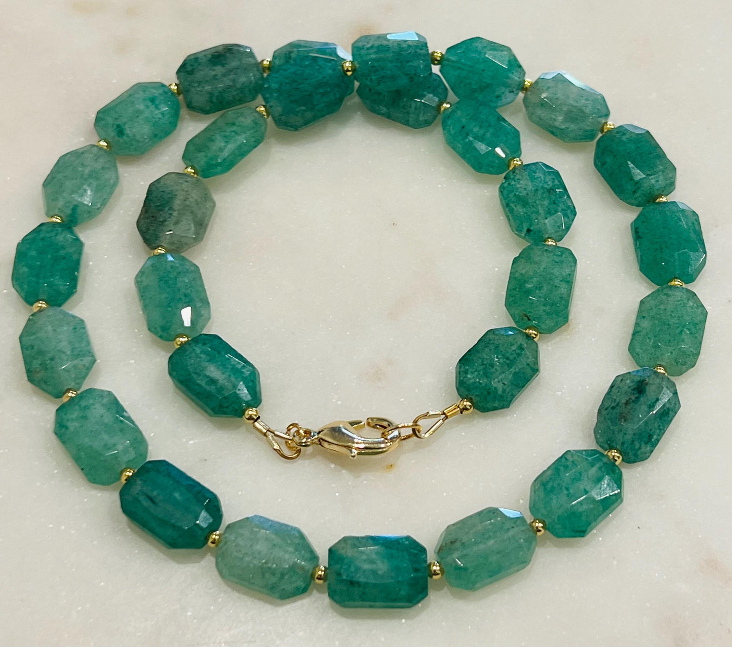 Green Strawberry Quartz Beaded Necklace