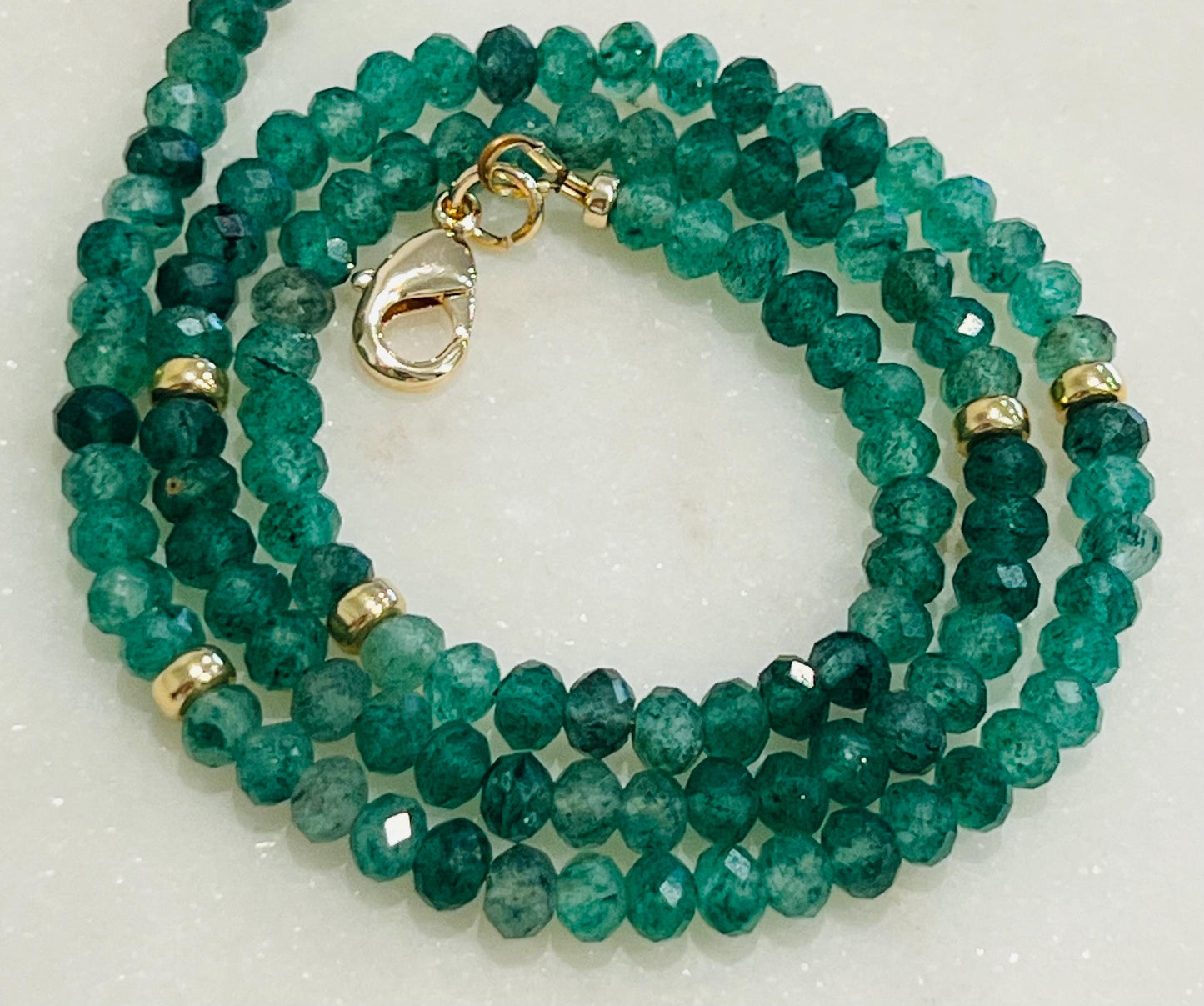 Green Strawberry Quartz Beaded Necklace