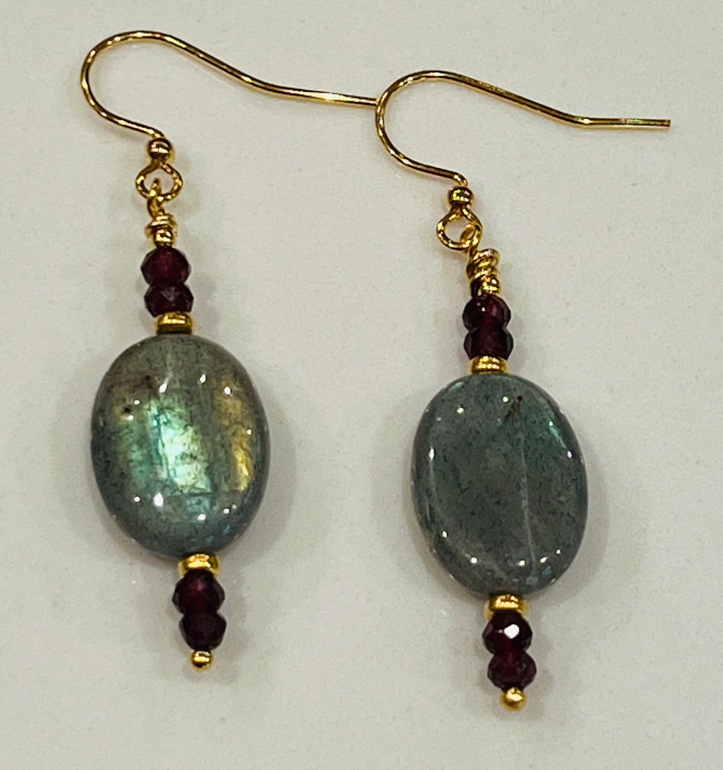 Labradorite and Garnet Earrings