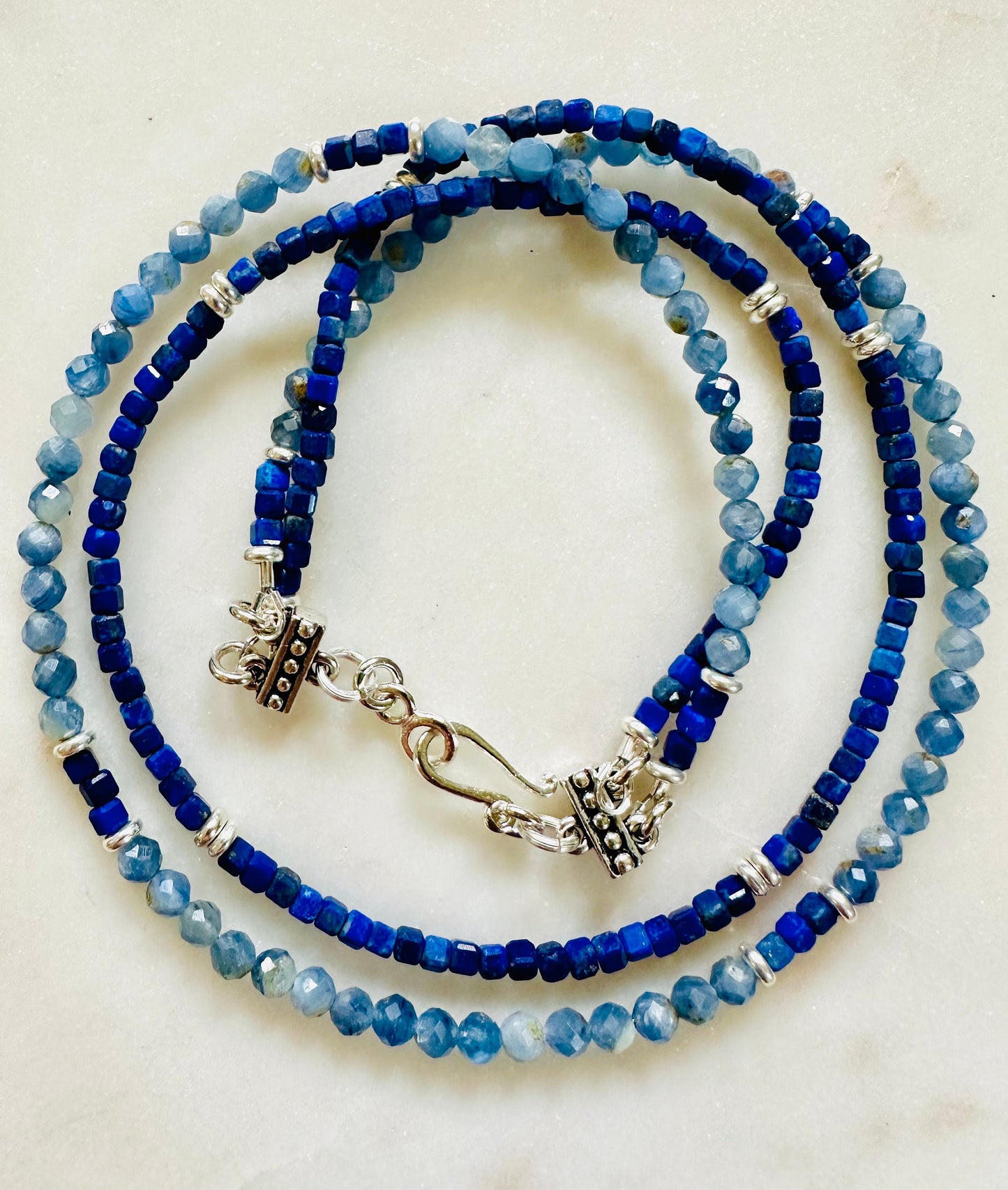 Kyanite Sodalite Beaded Double Strand Necklace