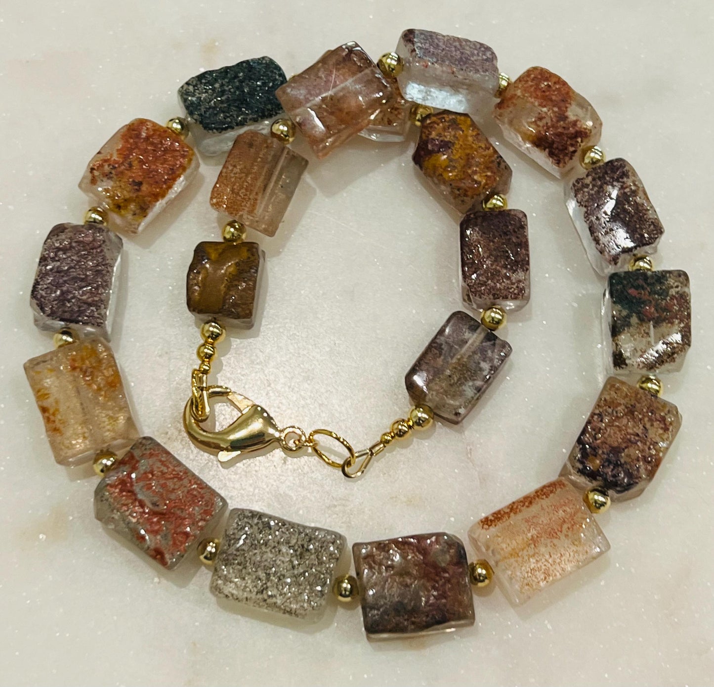 Natural Phantom Quartz Beaded Necklace
