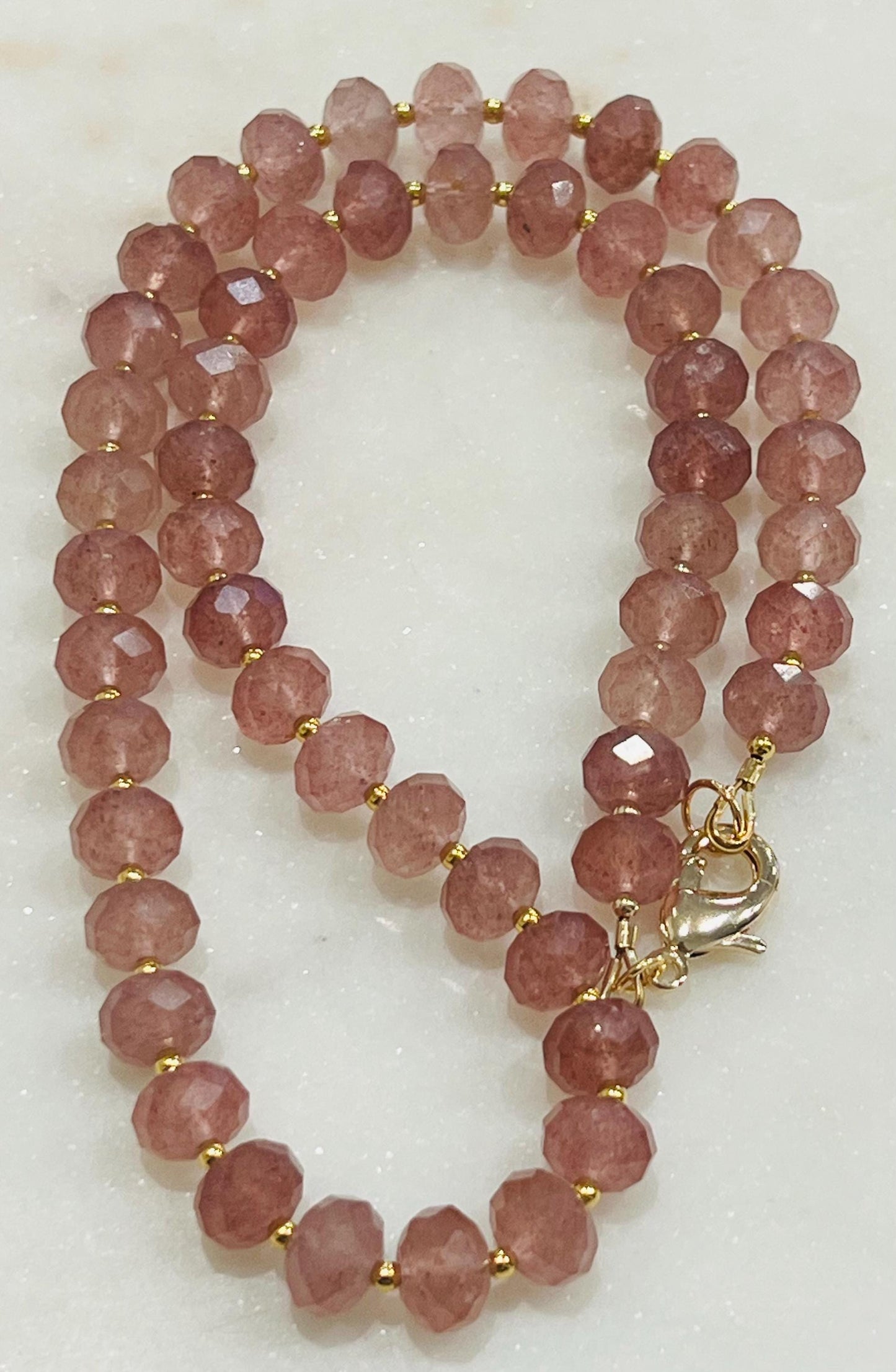 Strawberry Quartz Beaded Necklace