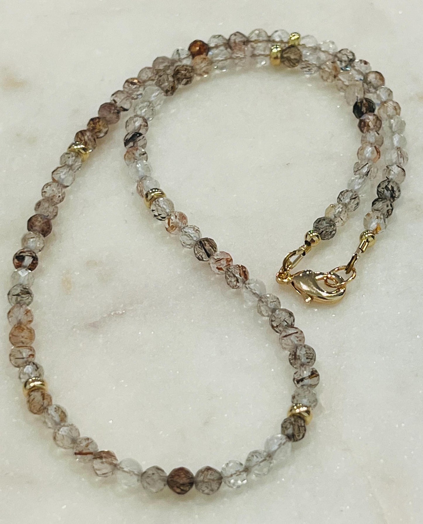 Copper Rutilated Quartz Beaded Necklace
