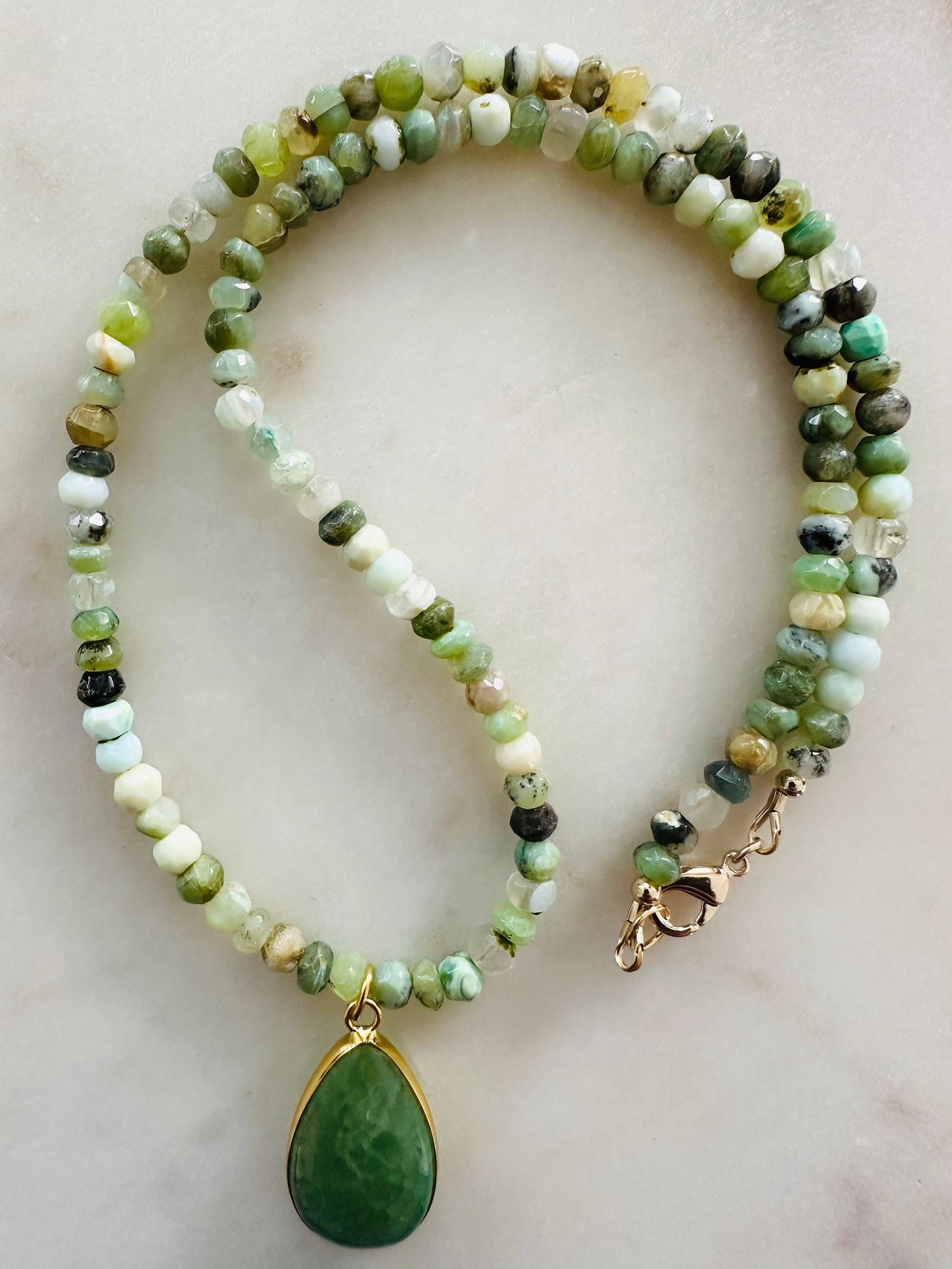 Green Opal Beaded Necklace
