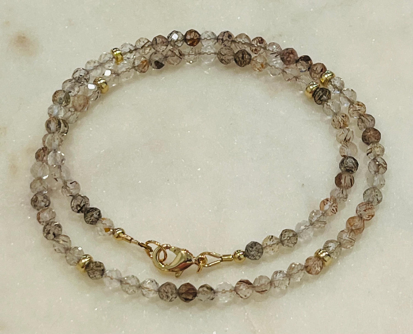 Copper Rutilated Quartz Beaded Necklace
