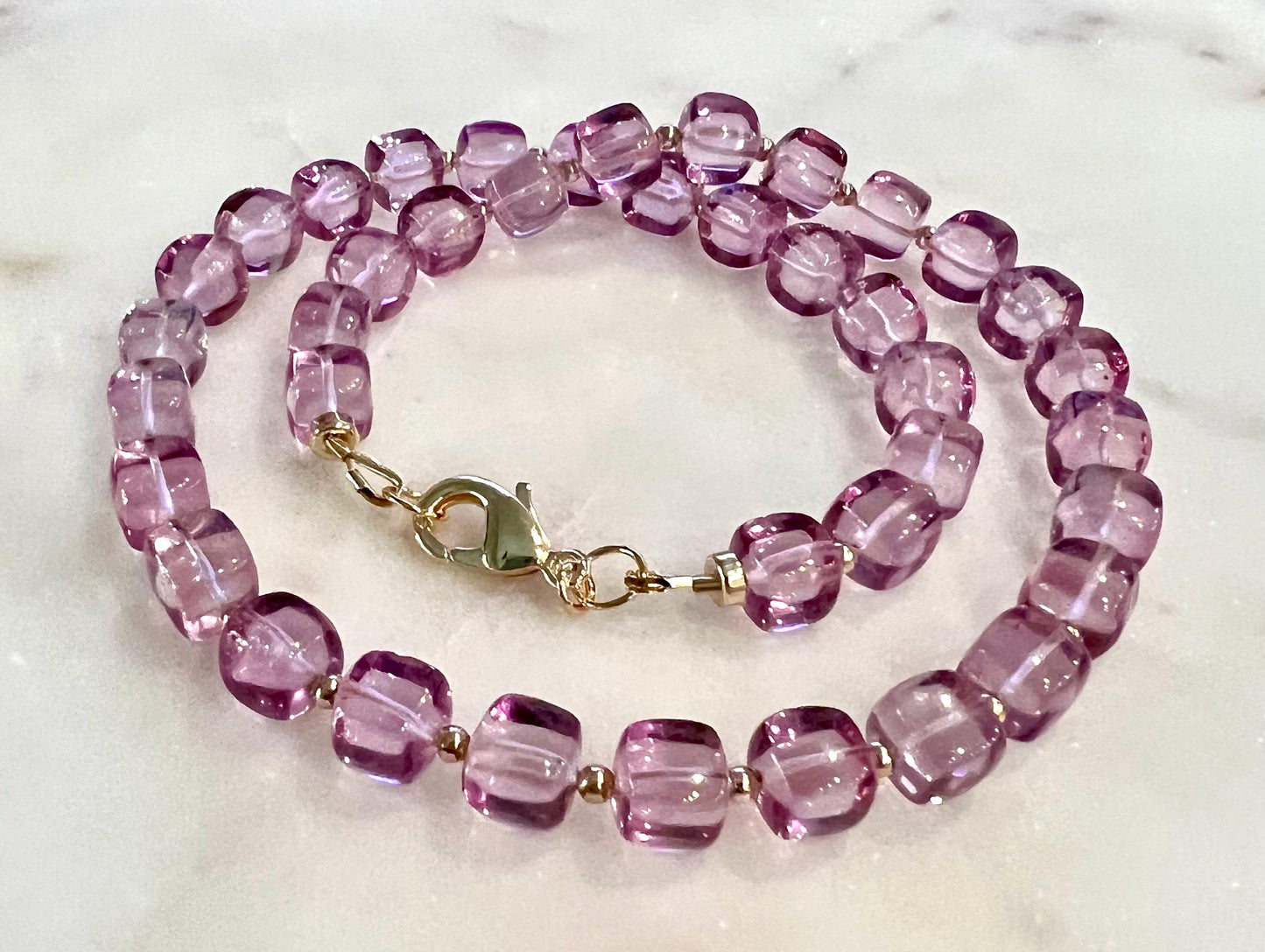 Pink Quartz Beaded Necklace
