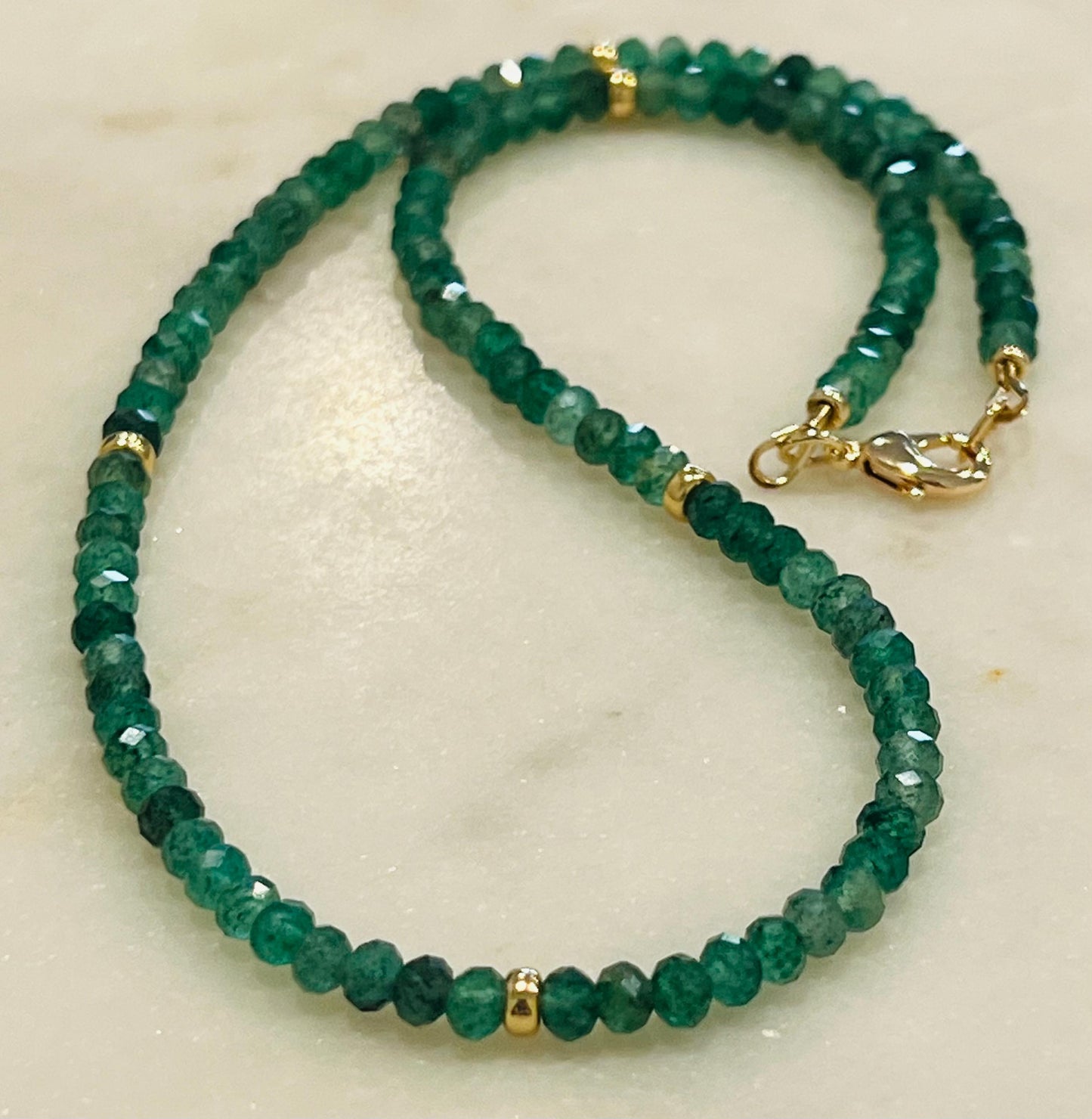 Green Strawberry Quartz Beaded Necklace