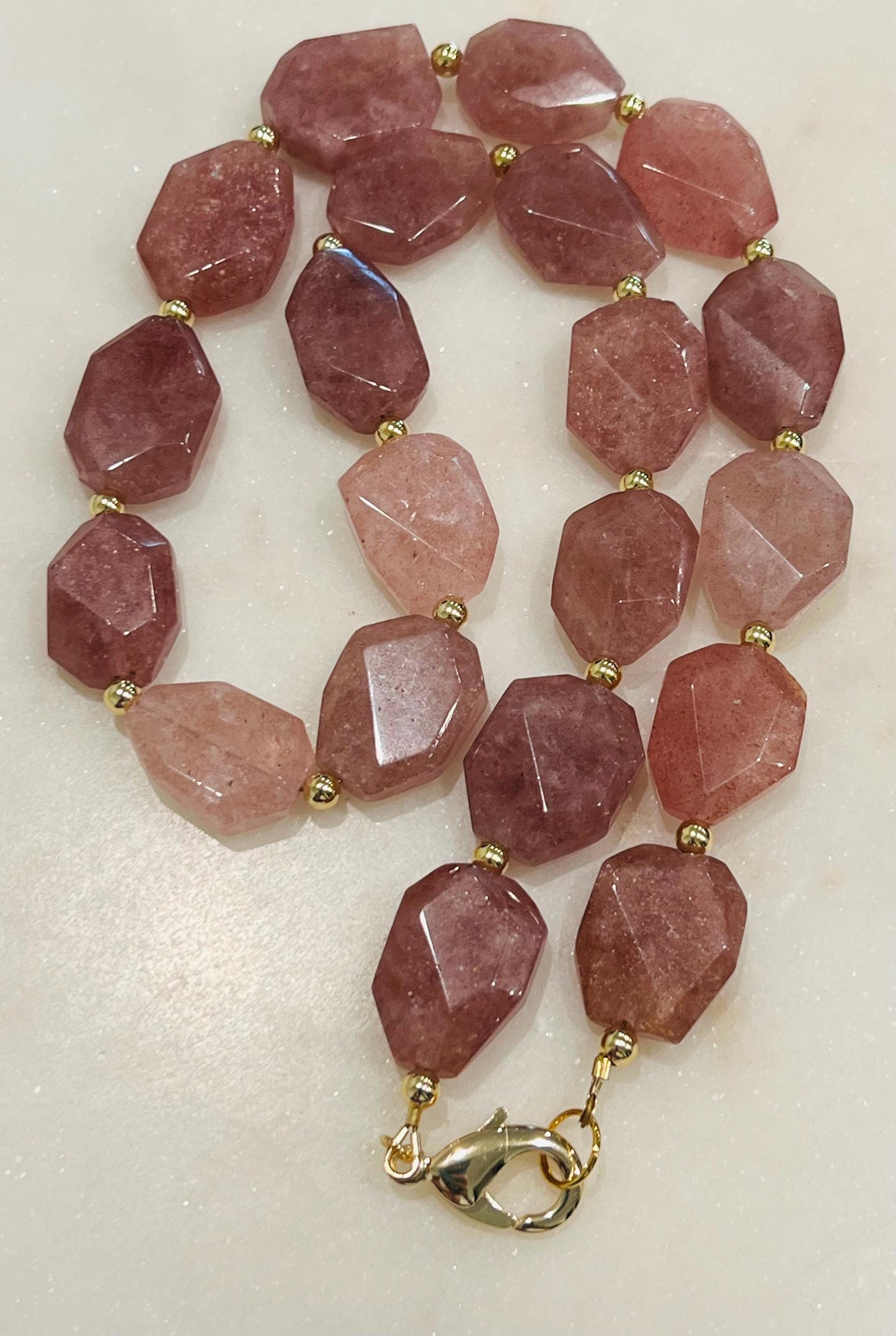 Strawberry Quartz Beaded Necklace