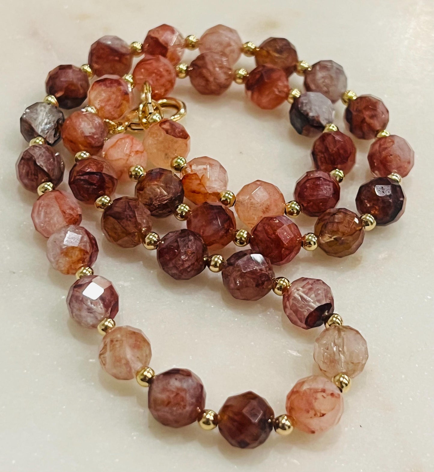 Sparkling Hematoid Quartz Beaded Necklace