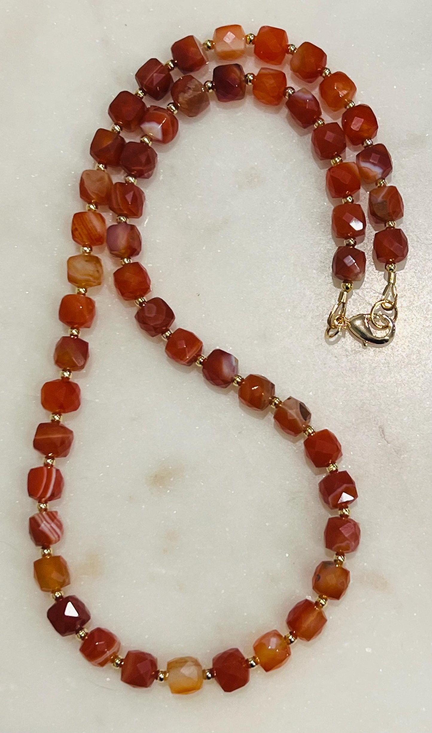 Red Stripe Agate Beaded Necklace