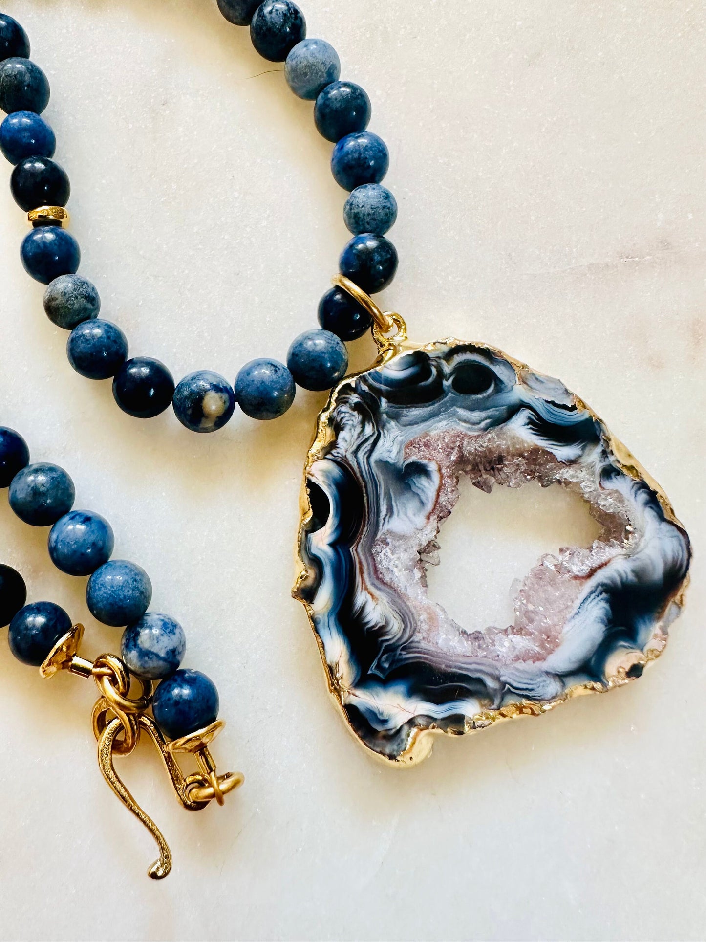 Dumortierite Quartz Beaded Necklace