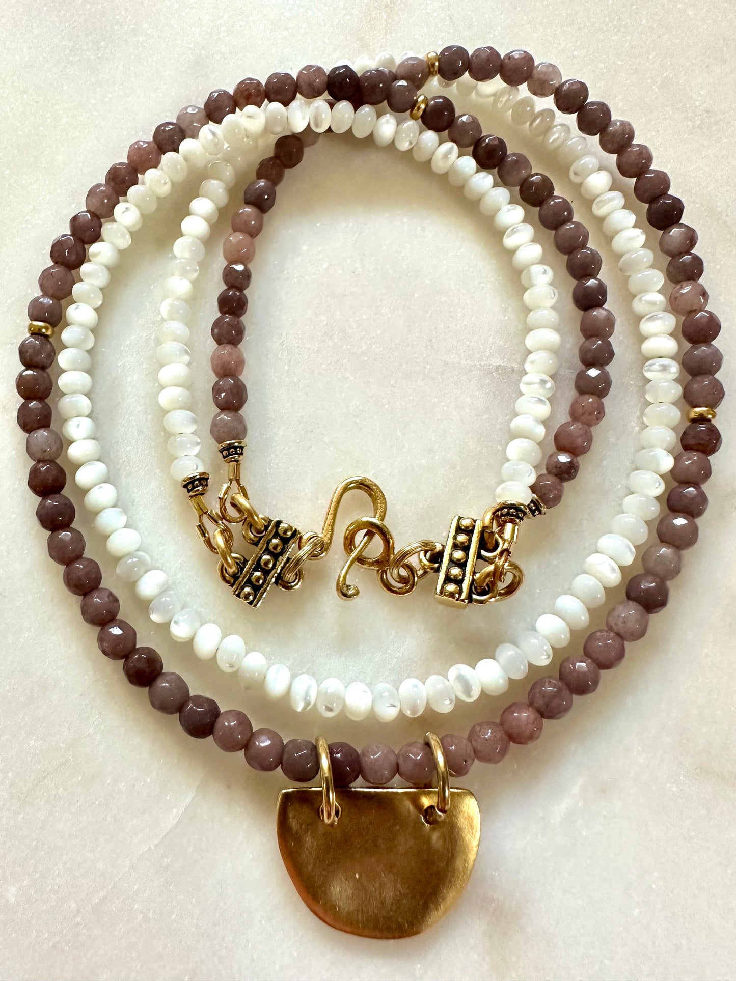Aventurine and Mother of Pearl Beaded Necklace