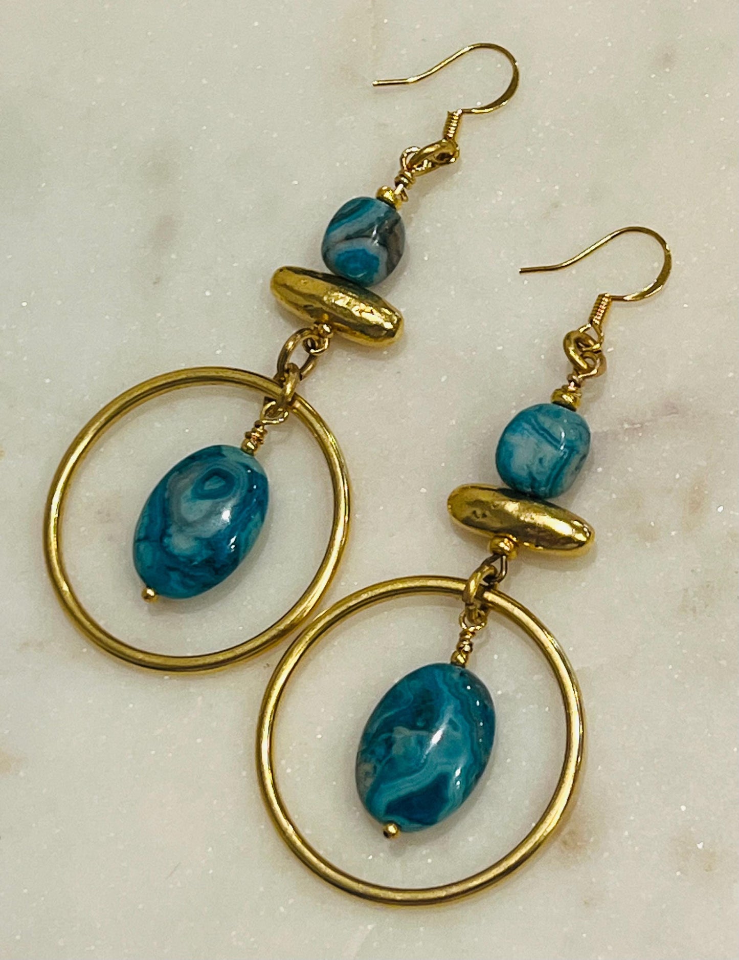 Larimar Crazy Lace Agate Beaded Earrings