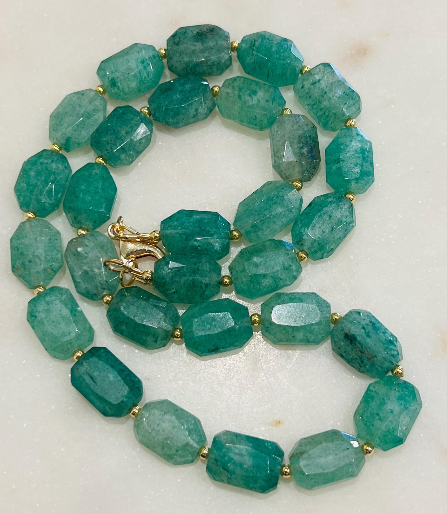 Green Strawberry Quartz Beaded Necklace