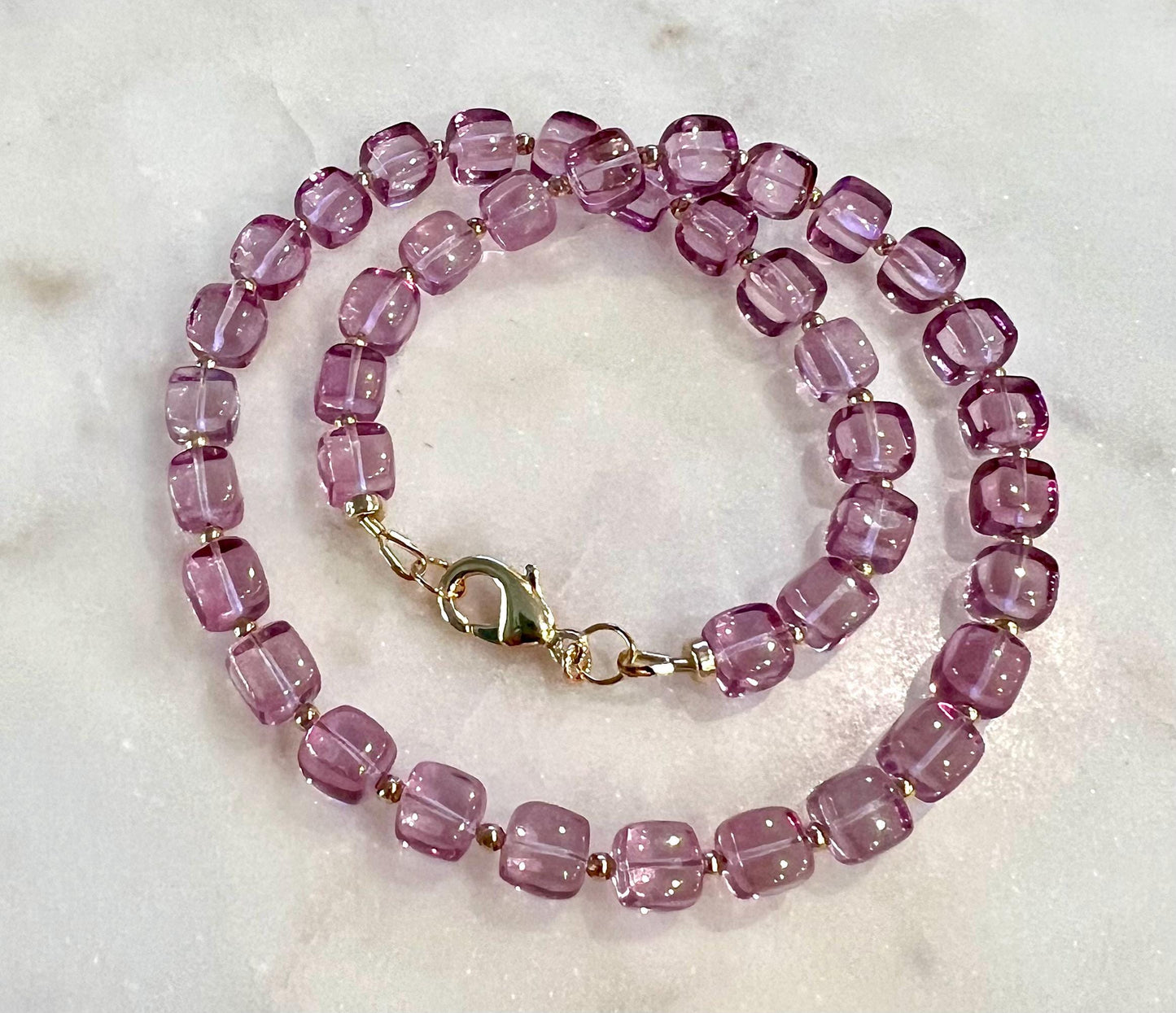 Pink Quartz Beaded Necklace