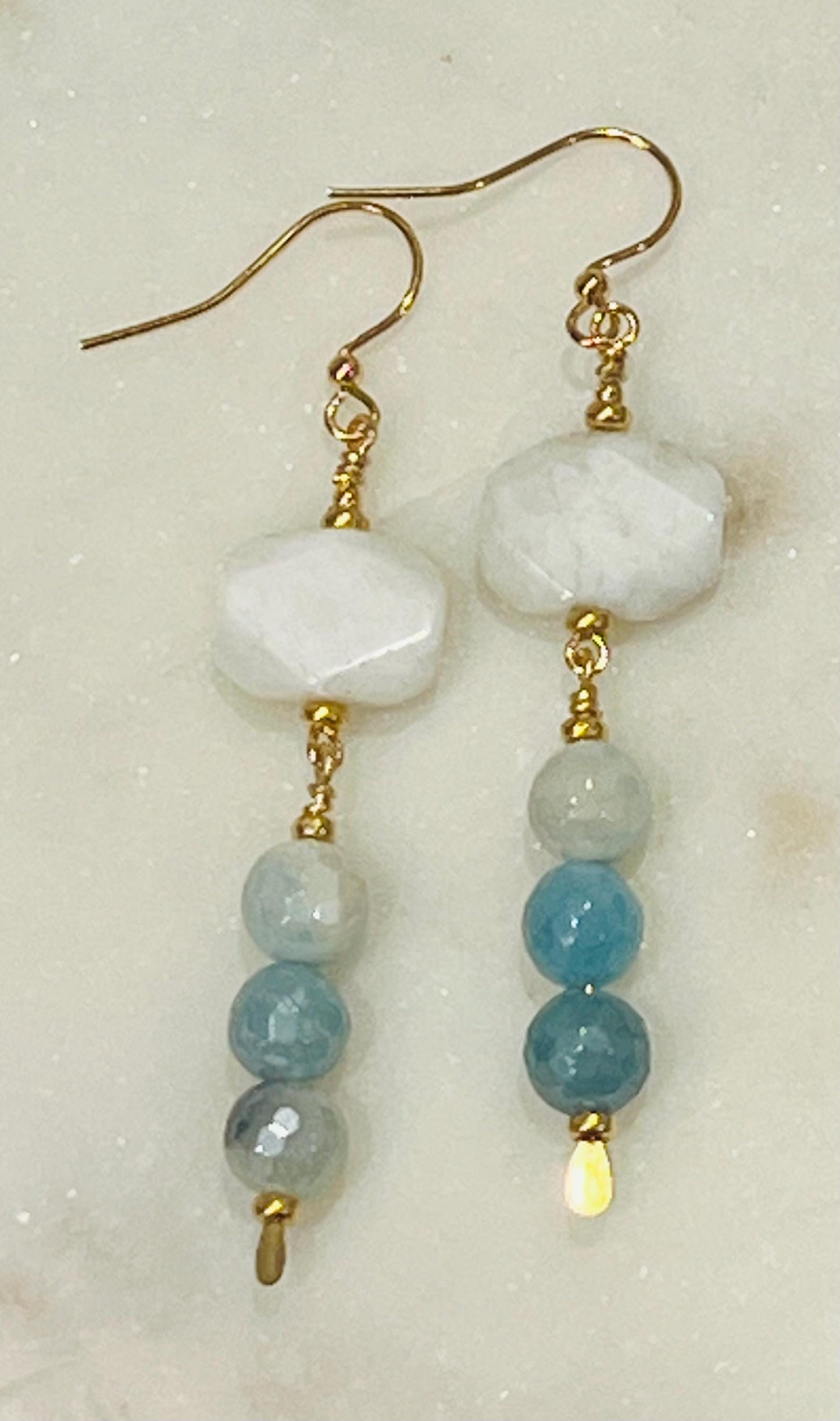 Rainbow Moonstone and Mystic Amazonite Beaded Earrings