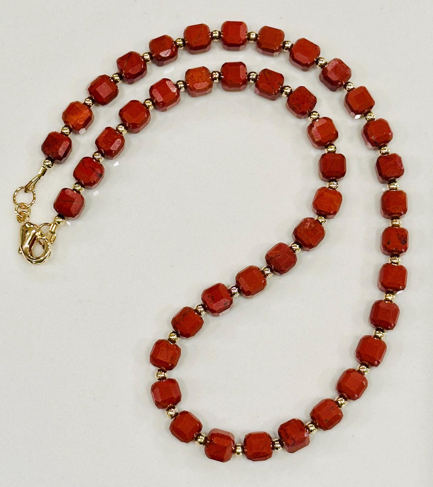 Red Jasper Beaded Necklace: 18k Gold Filled, Gemstone Jewelry