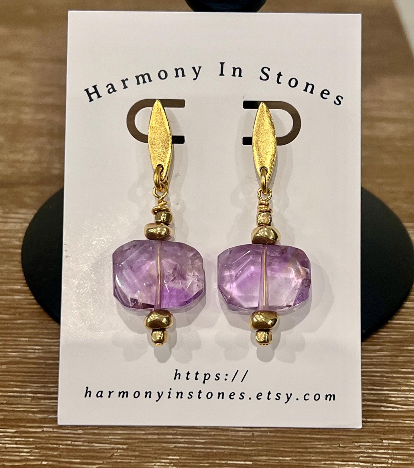 Ametrine Beaded Earrings Ametrine Faceted Drop Earrings 2 inch Gold Plated Pewter Post Drop Earrings Navette Shaped Post
