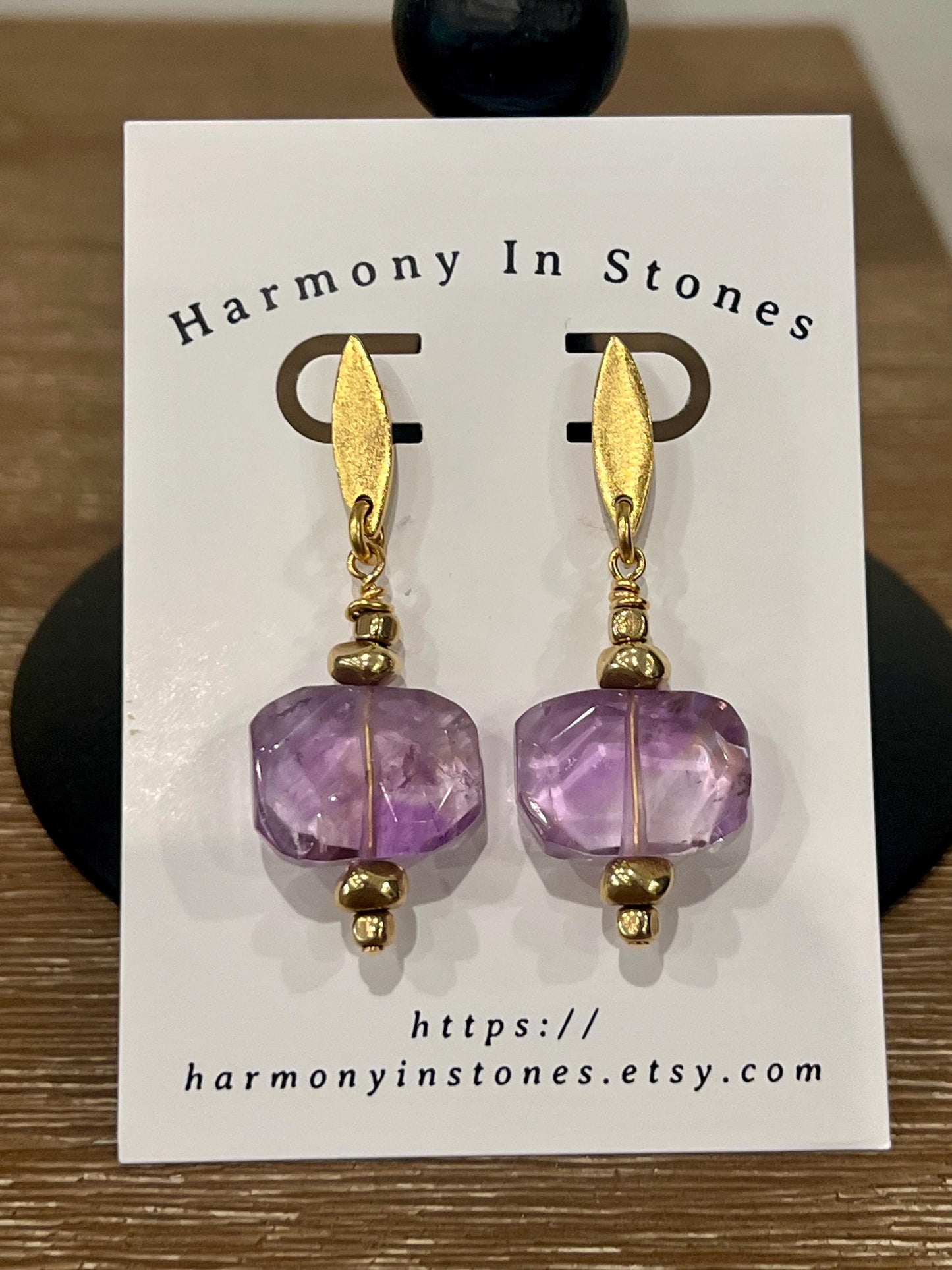 Ametrine Beaded Earrings Ametrine Faceted Drop Earrings 2 inch Gold Plated Pewter Post Drop Earrings Navette Shaped Post