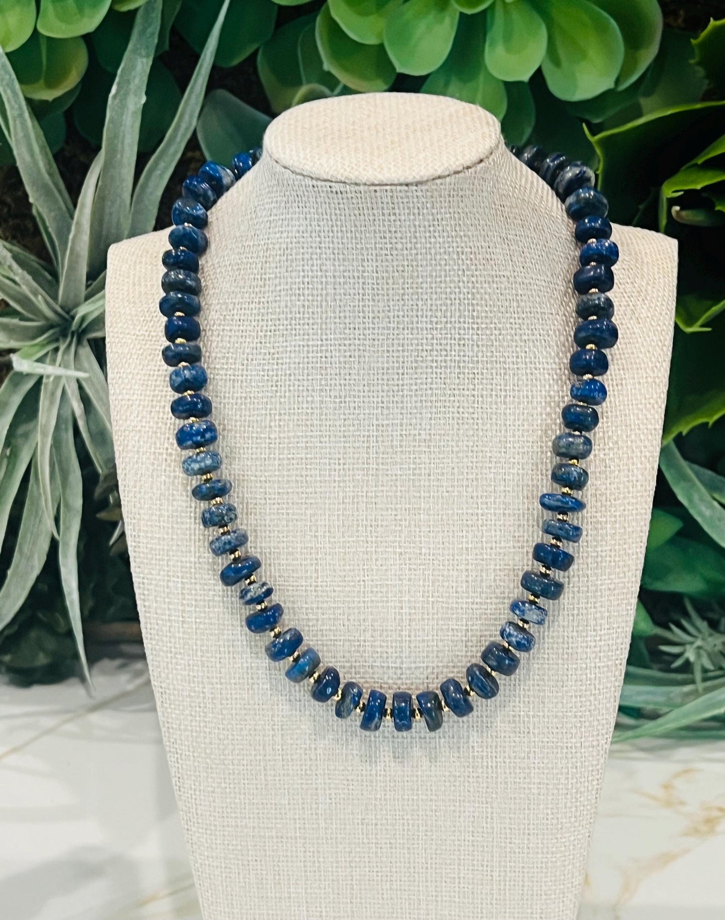 Lapis Chunky Beaded Necklace
