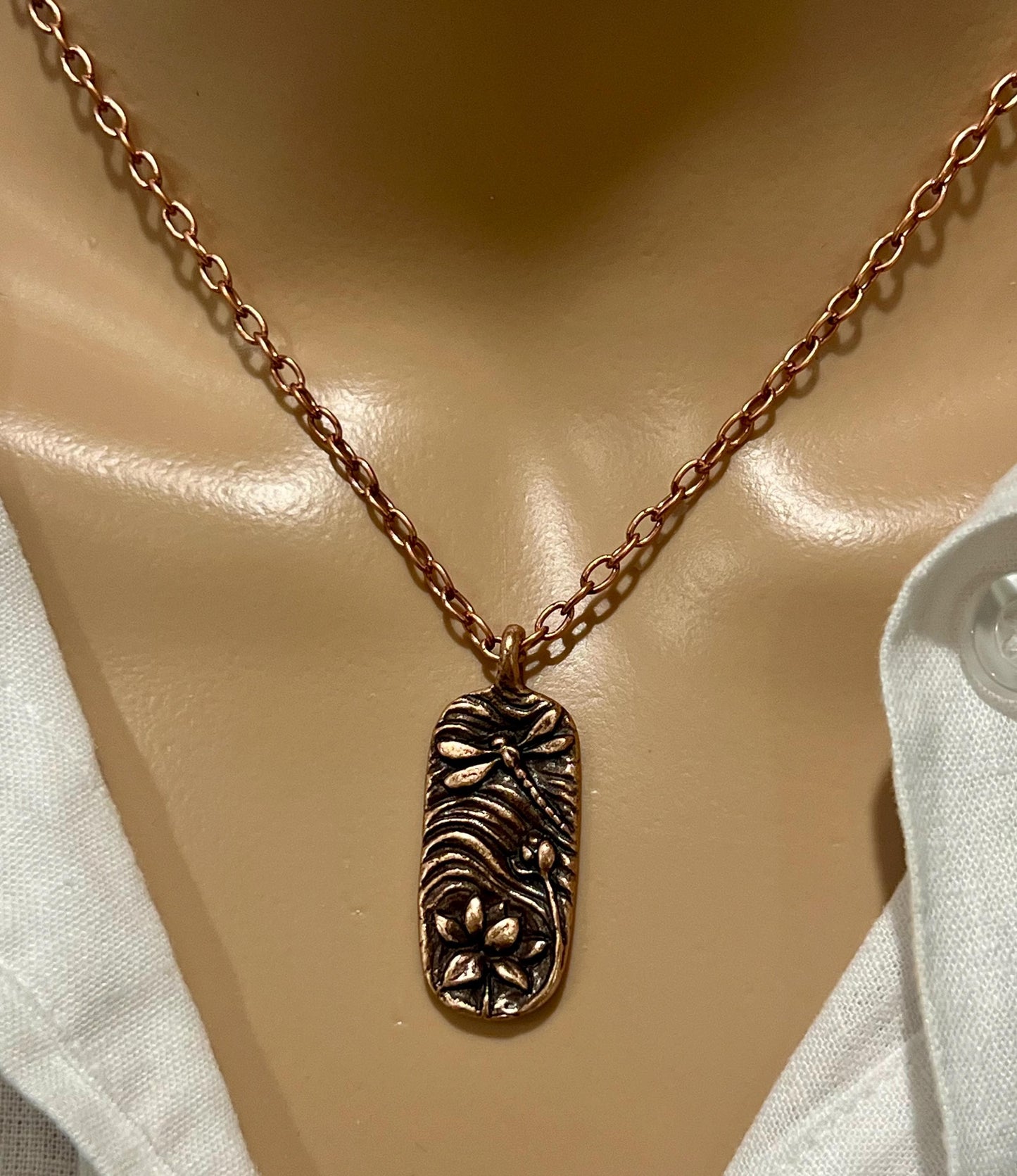 Copper Delicate Paperclip Layering Necklace Dragonfly Pendant Gorgeous Layering Statement Copper Necklace Whimsical Jewelry Dragonfly Charm
