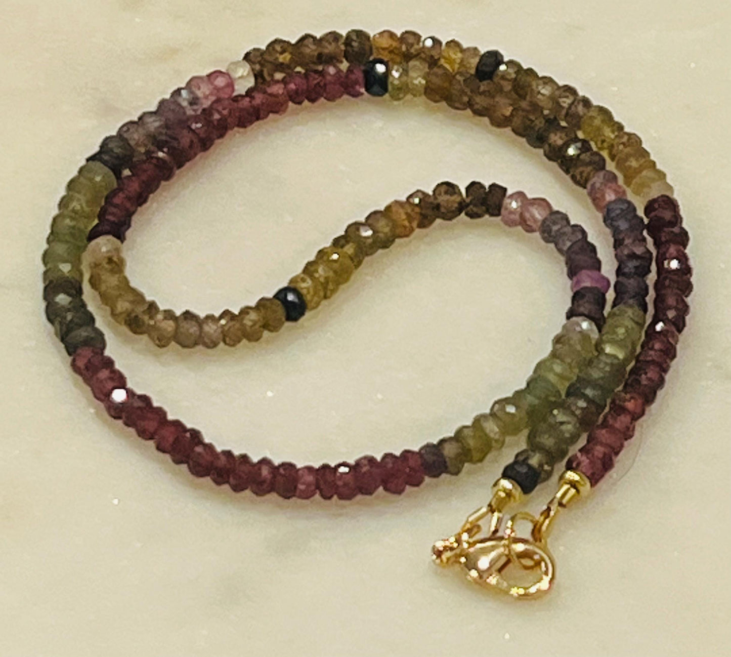 Tunduru Sapphire Beaded Necklace 3.3mm Faceted Rondelle Tunduru Sapphire Necklace Beaded Semi-Precious Gemstone Necklace Sapphire Necklace