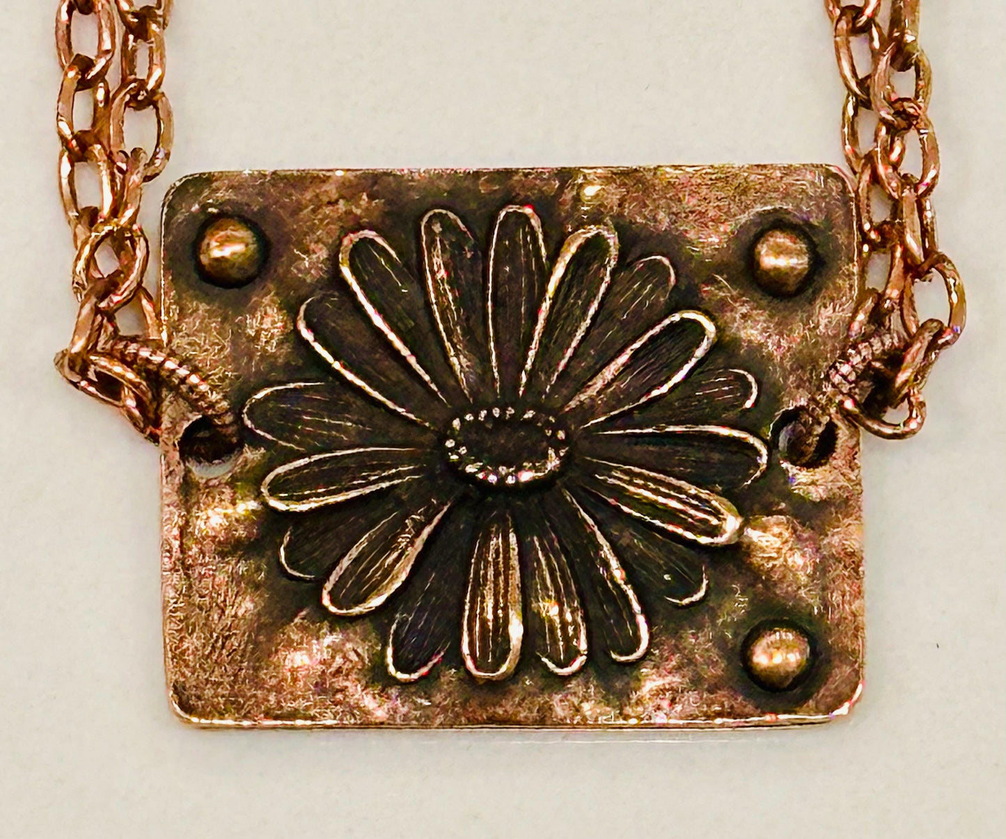 Copper Delicate Paperclip Layering Necklace Flower Pendant Gorgeous Layering Statement Necklace Daisy Copper Necklace