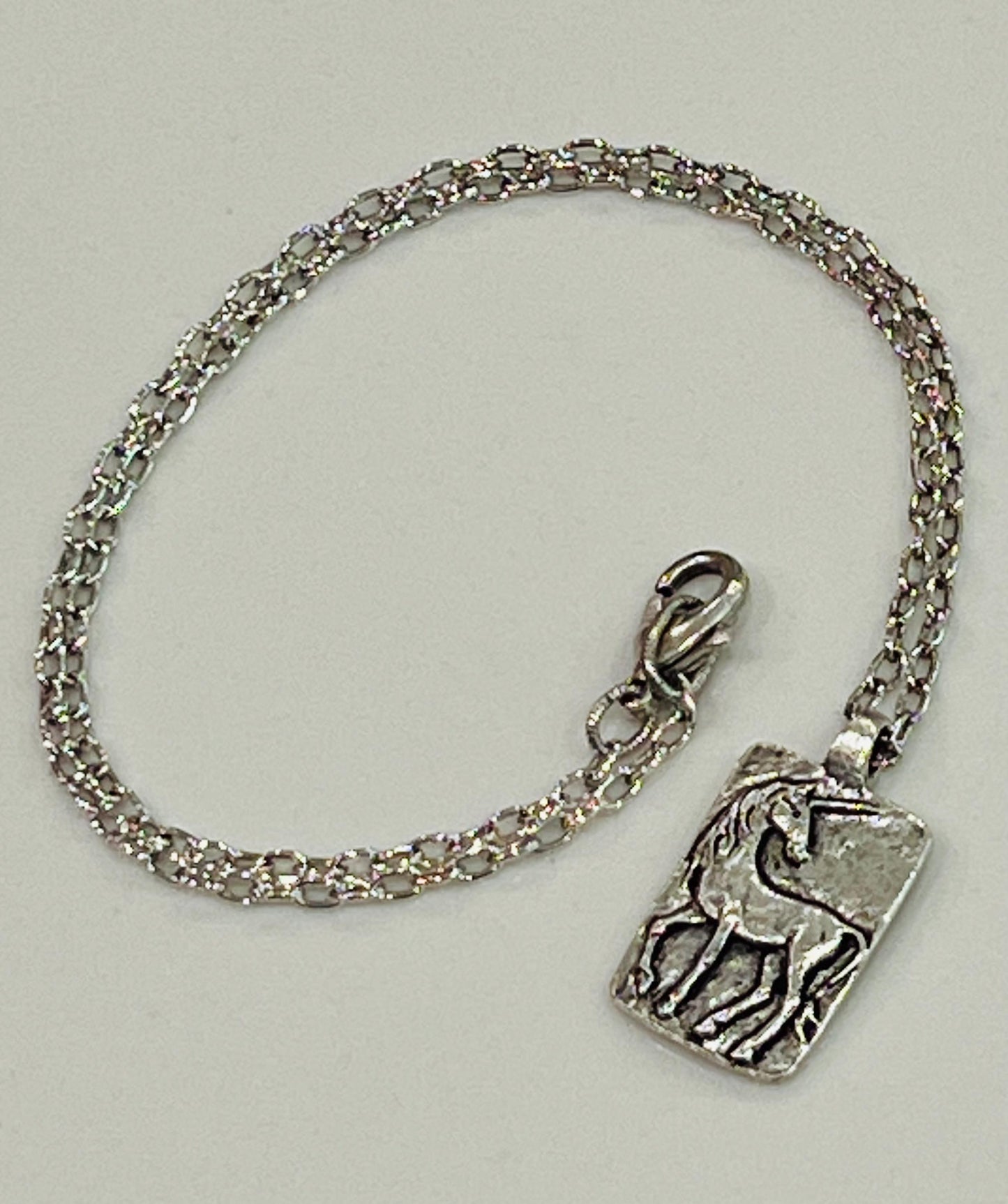 Silver Delicate Paperclip Layering Necklace with Gold Unicorn Pendant Gorgeous Layering Statement Necklace Modern Silver Necklace