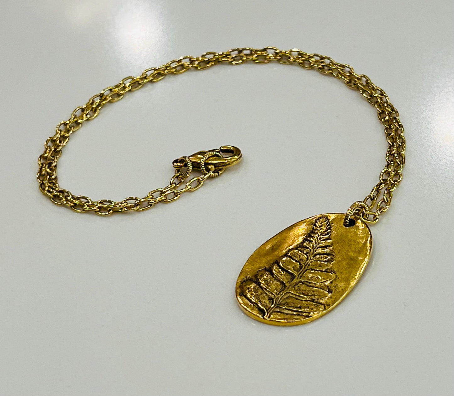 Gold, Silver, or Copper Delicate Paperclip Layering Necklace with Fern Leaf Pendant Gorgeous Layering Statement Necklace Modern Necklace