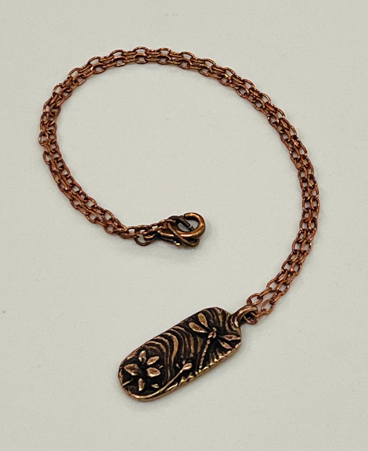 Copper Delicate Paperclip Layering Necklace Dragonfly Pendant Gorgeous Layering Statement Copper Necklace Whimsical Jewelry Dragonfly Charm
